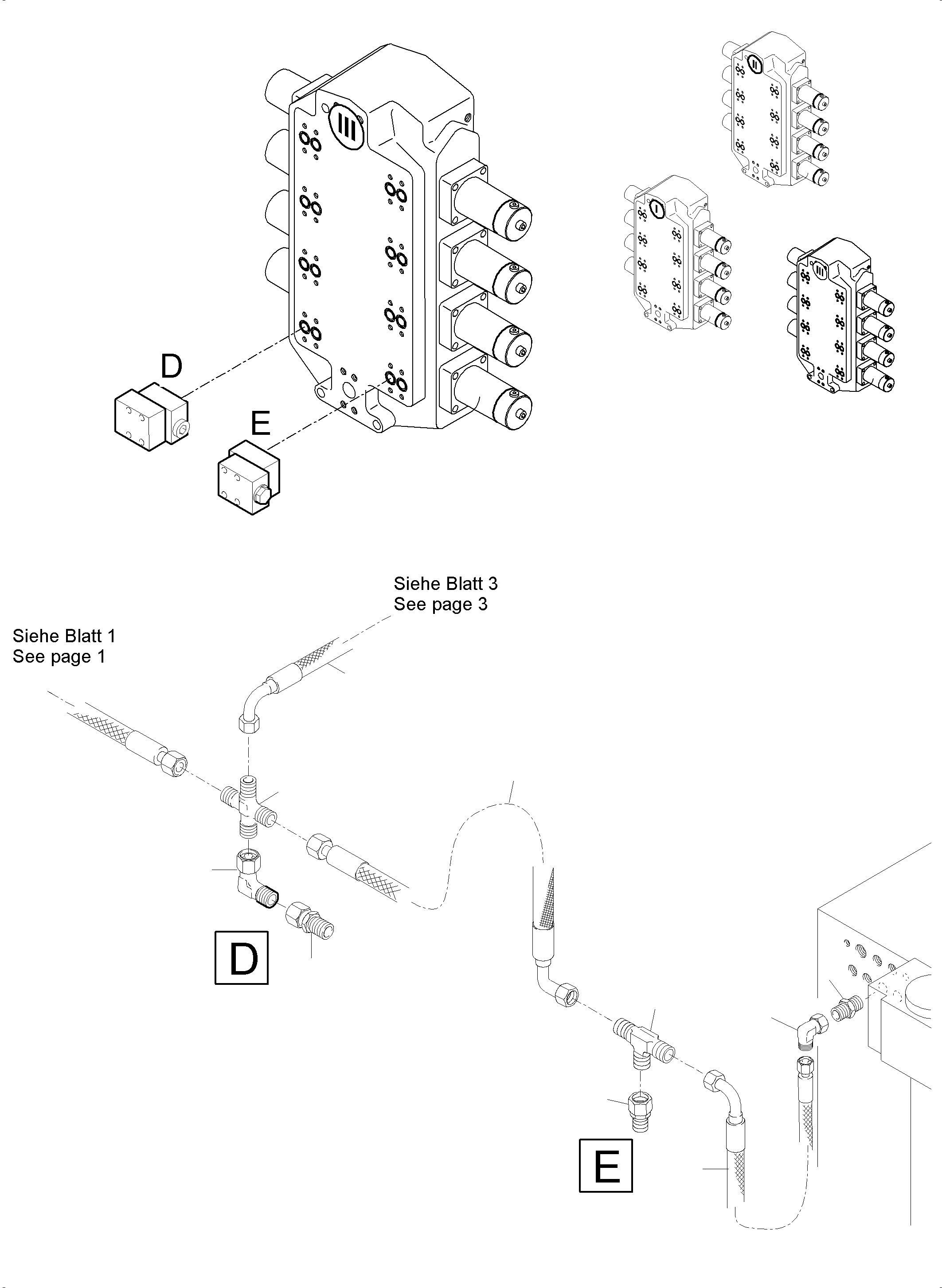 Komatsu parts book diagram for PC5500-6 S/N 15164: PIPING - SECONDARY VALVES, BH