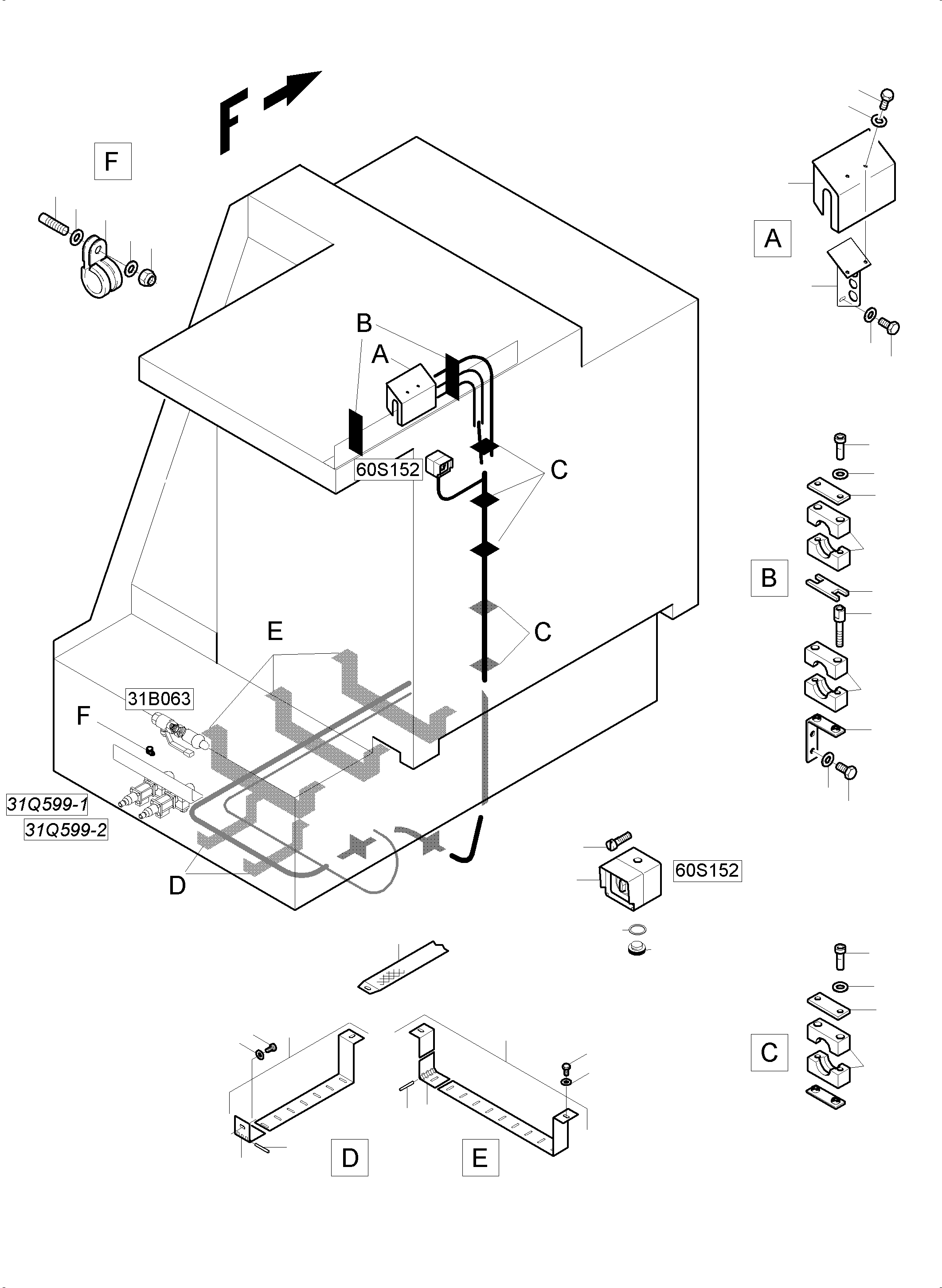 Komatsu parts book diagram for PC5500-6 S/N 15164: FUEL TANK - ELECTRIC