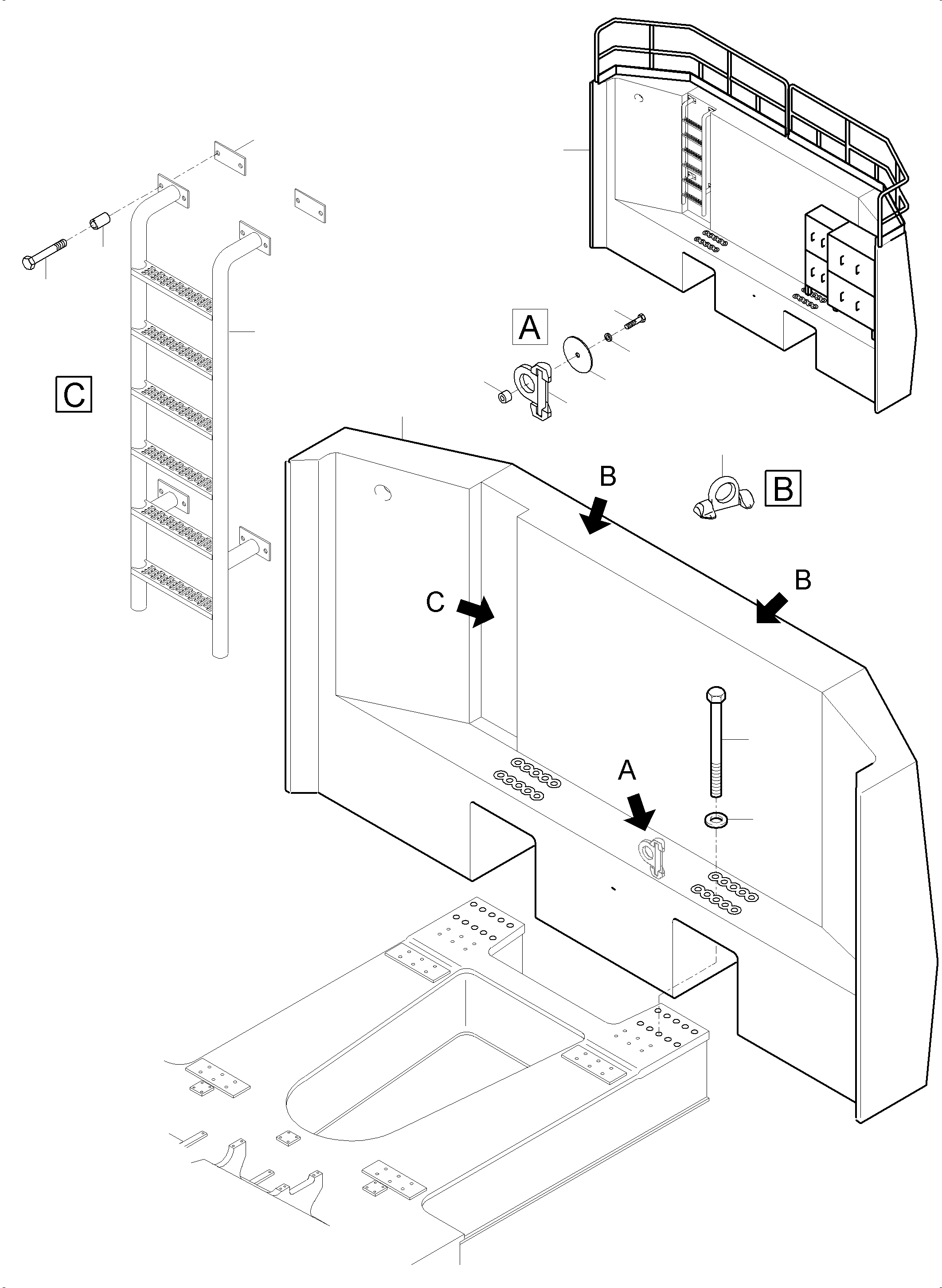 Komatsu parts book diagram for PC5500-6 S/N 15164: COUNTERWEIGHT ARR.