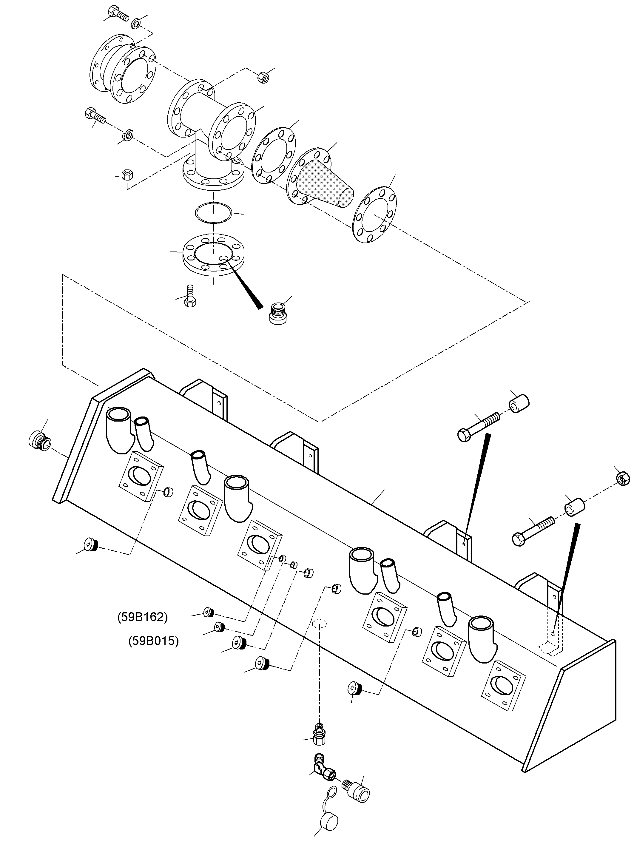 Komatsu parts book diagram for PC5500-6 S/N 15164: SUCTION TANK WITH MODIFICATION VENTILATION