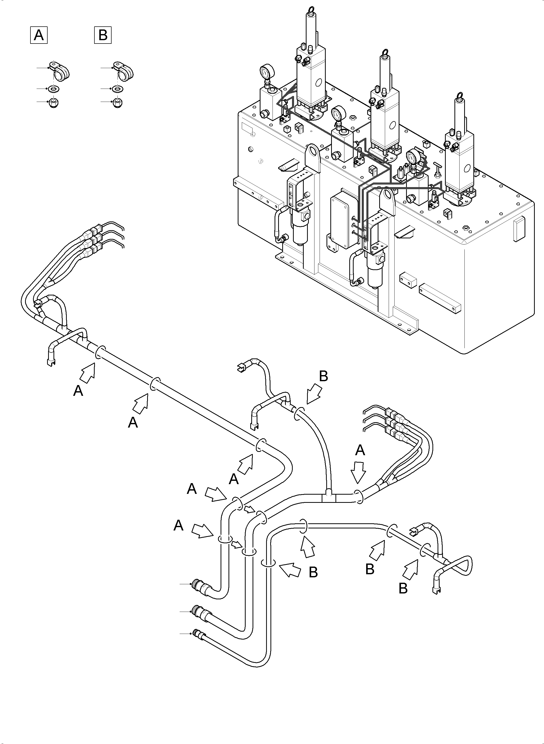 Komatsu parts book diagram for PC5500-6 S/N 15164: LUBE STATION ARR.