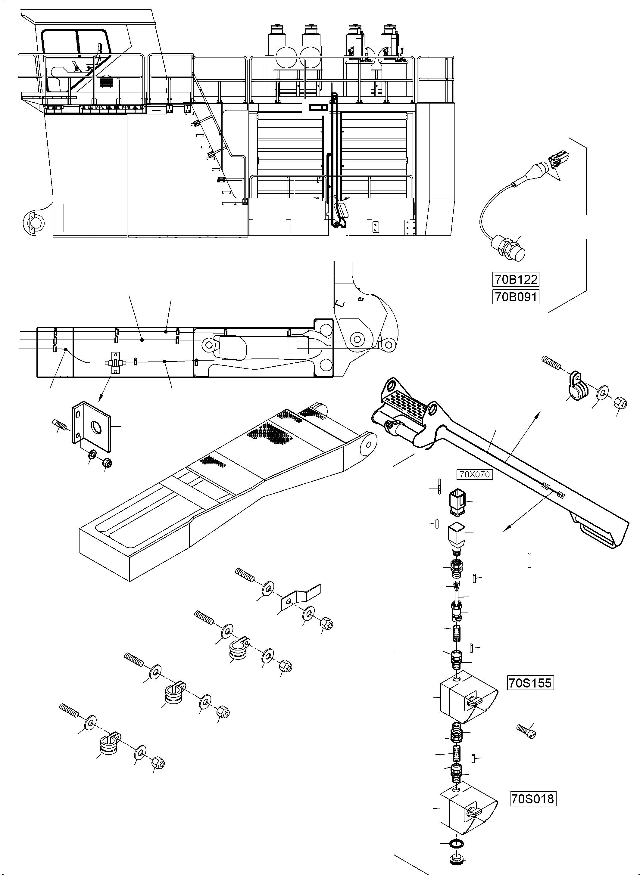 Komatsu parts book diagram for PC5500-6 S/N 15164: ELECTRIC PARTS - ASCENT