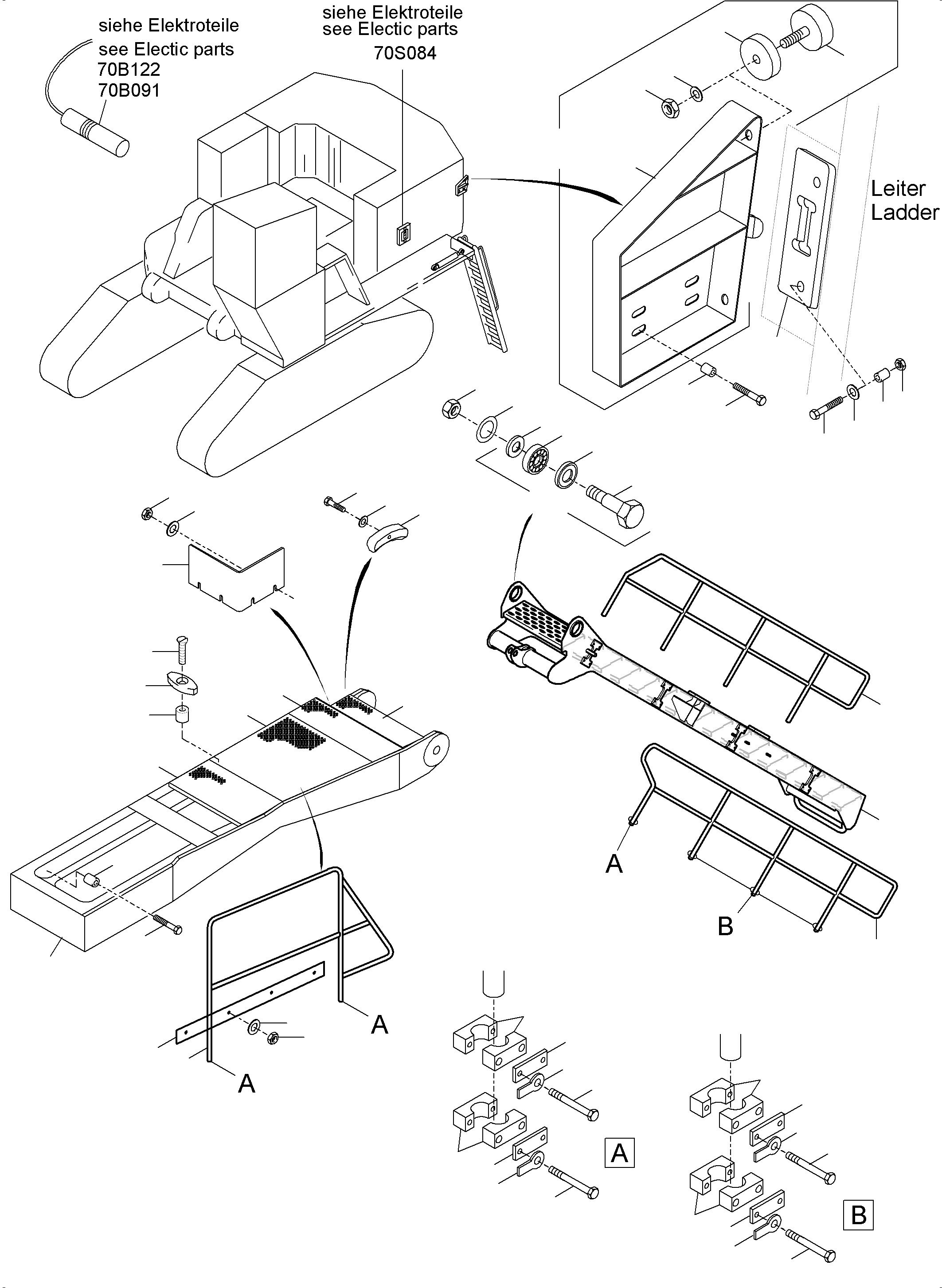 Komatsu parts book diagram for PC5500-6 S/N 15164: LADDER HYDRAULIC
