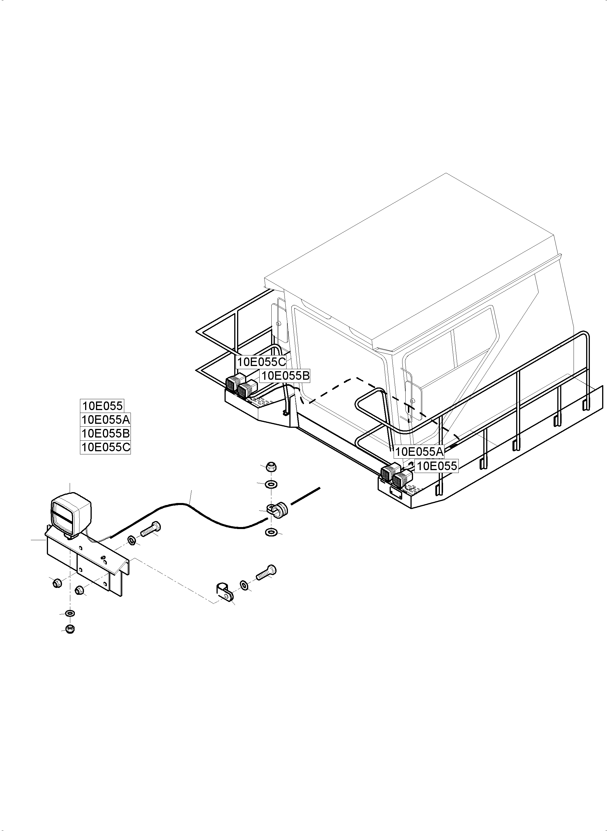 Komatsu parts book diagram for PC5500-6 S/N 15164: ELECTRIC - CAB SUPPORT AND INTERMEDIATE LANDING
