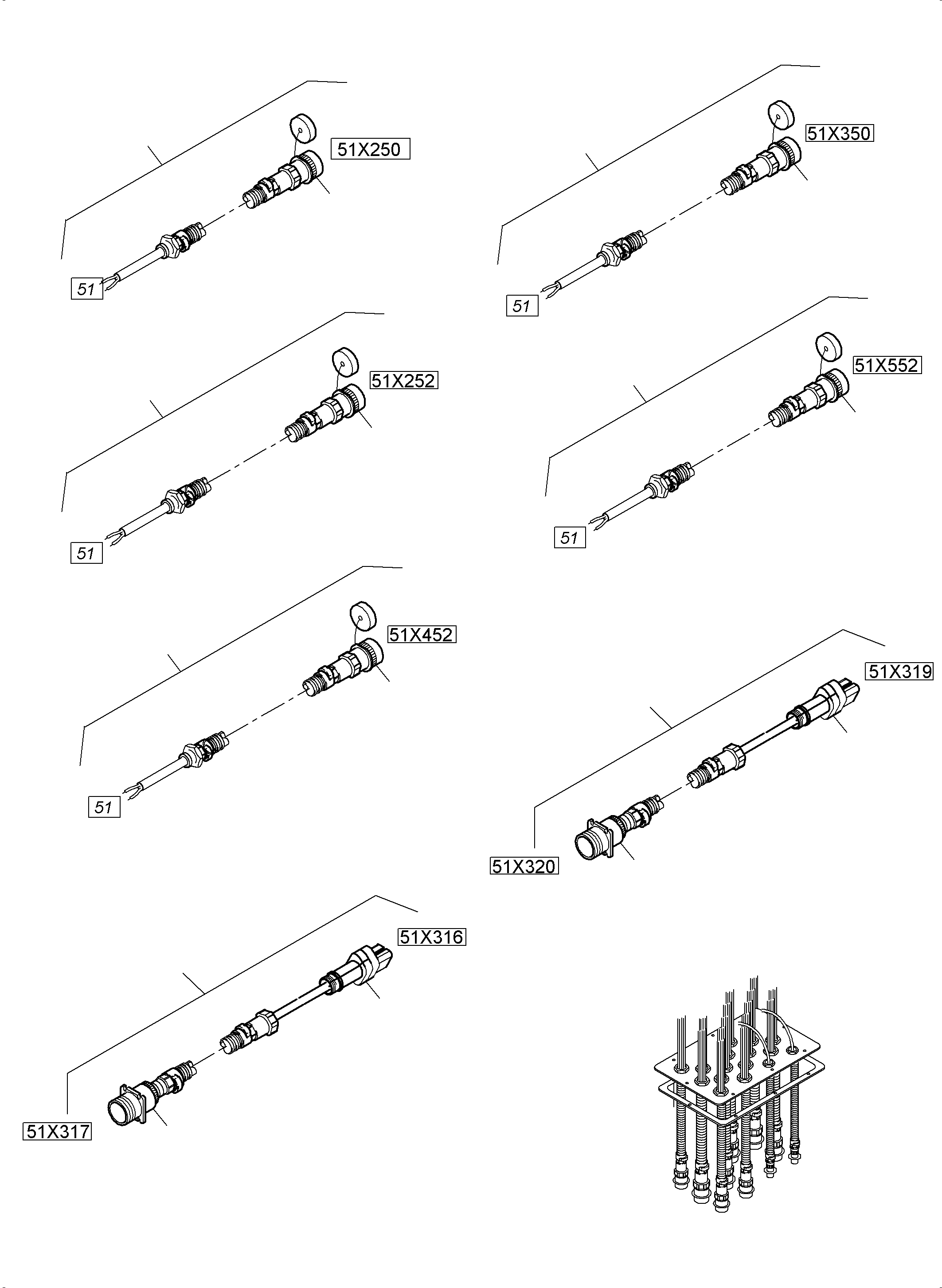 Komatsu parts book diagram for PC5500-6 S/N 15164: SWITCH CABINET LOCATION 51