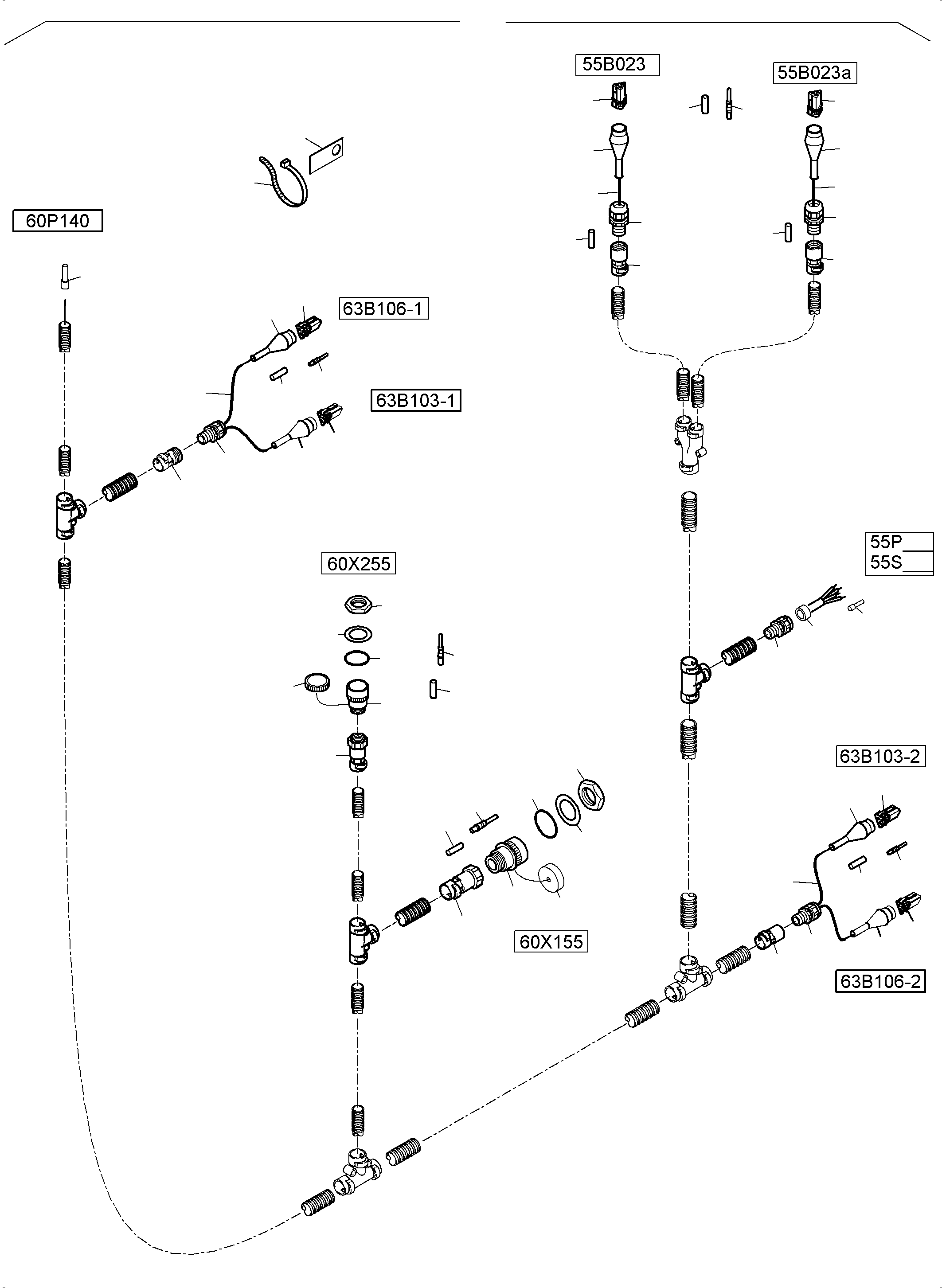 Komatsu parts book diagram for PC5500-6 S/N 15164: ELECTRO PARTS REFUELING, WITHOUT OR WITH SERVICE ARM