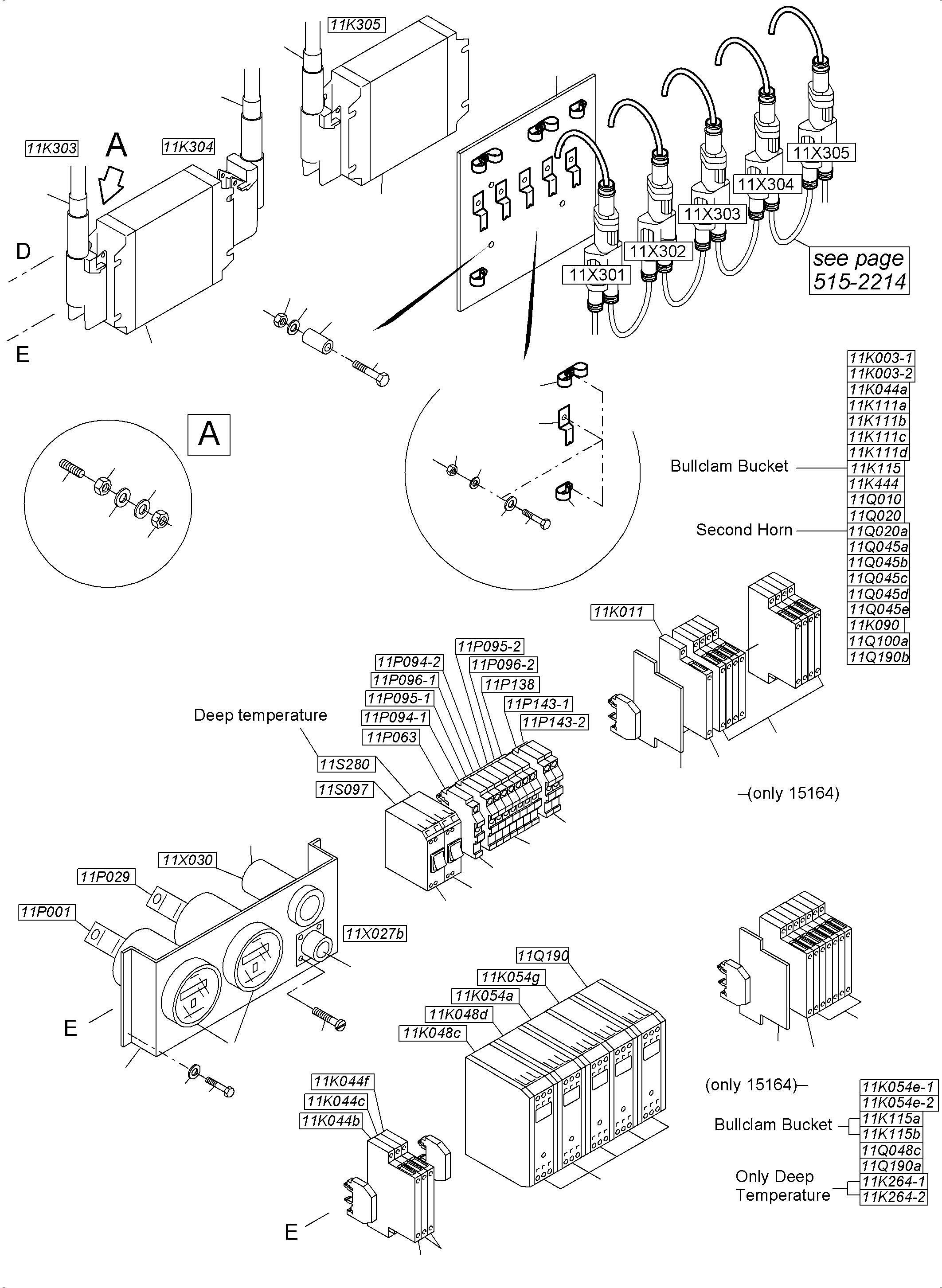 Komatsu parts book diagram for PC5500-6 S/N 15164: SWITCH FRAMING LOCATION 11