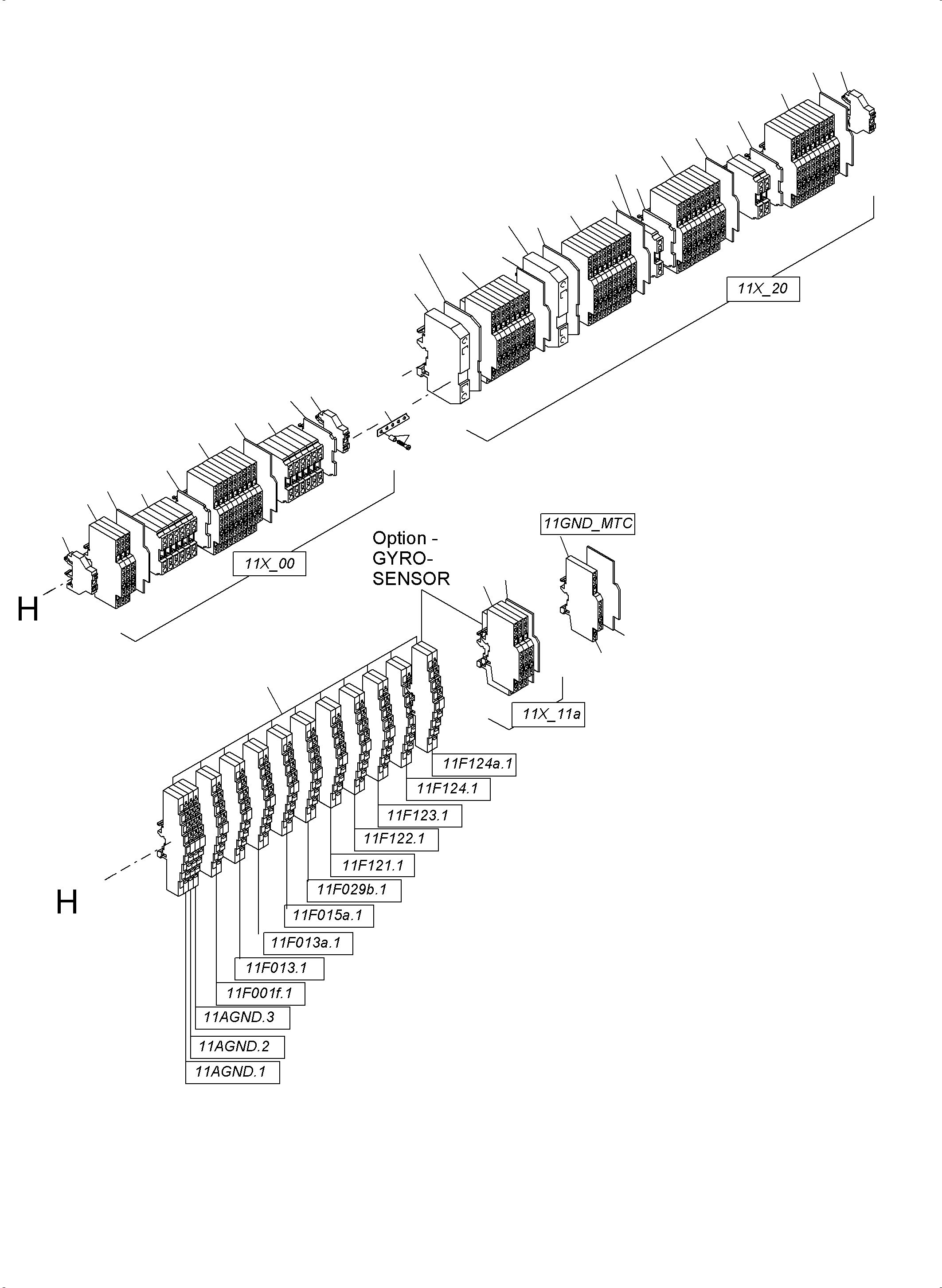 Komatsu parts book diagram for PC5500-6 S/N 15164: SWITCH FRAMING LOCATION 11