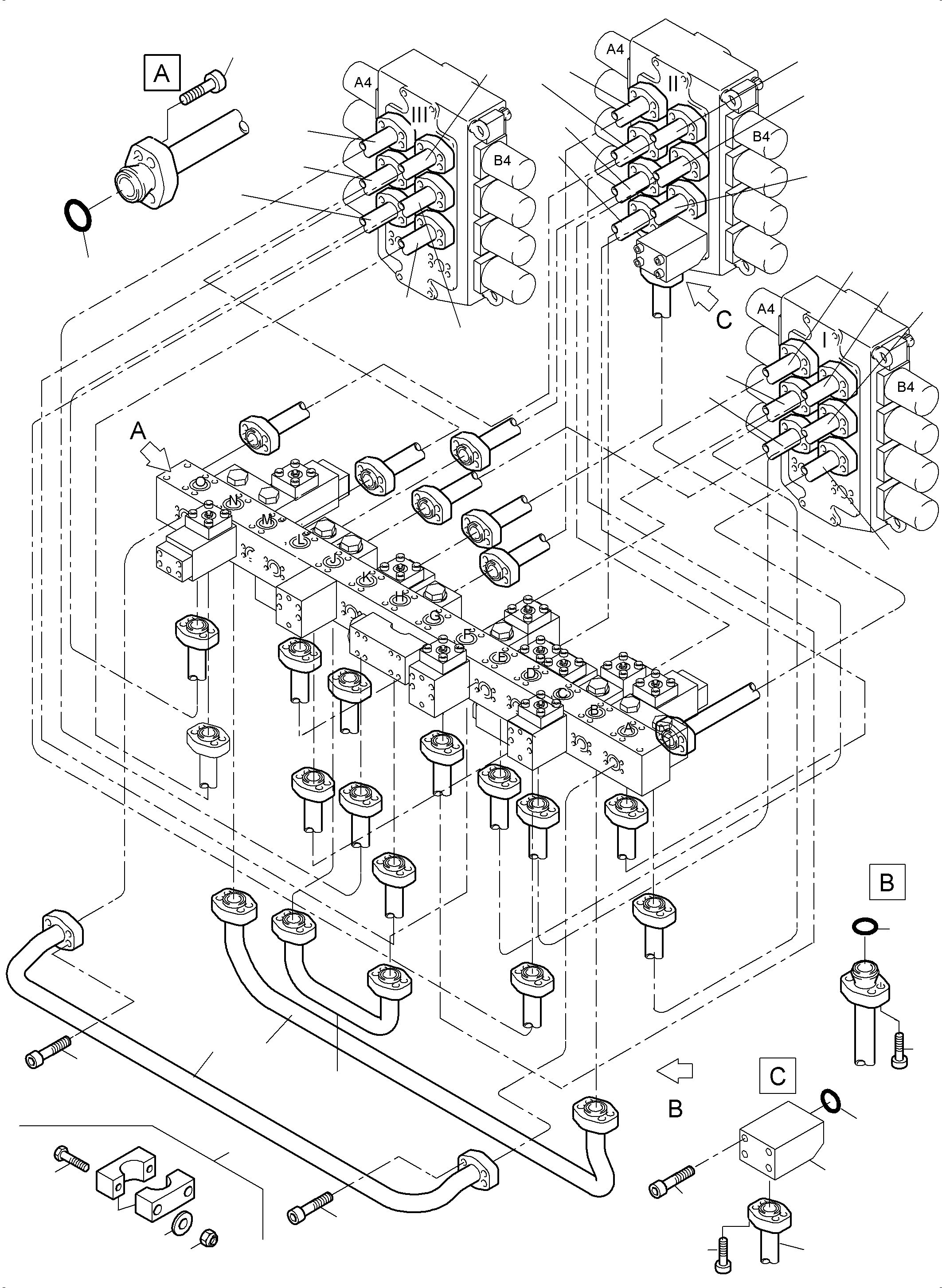 Excavators Mining Komatsu / PC5500-6 S/N 15166(G15166) / Pressure Lines, Control Blocks - Manifold BBE(515-1854d : 515-1854d)