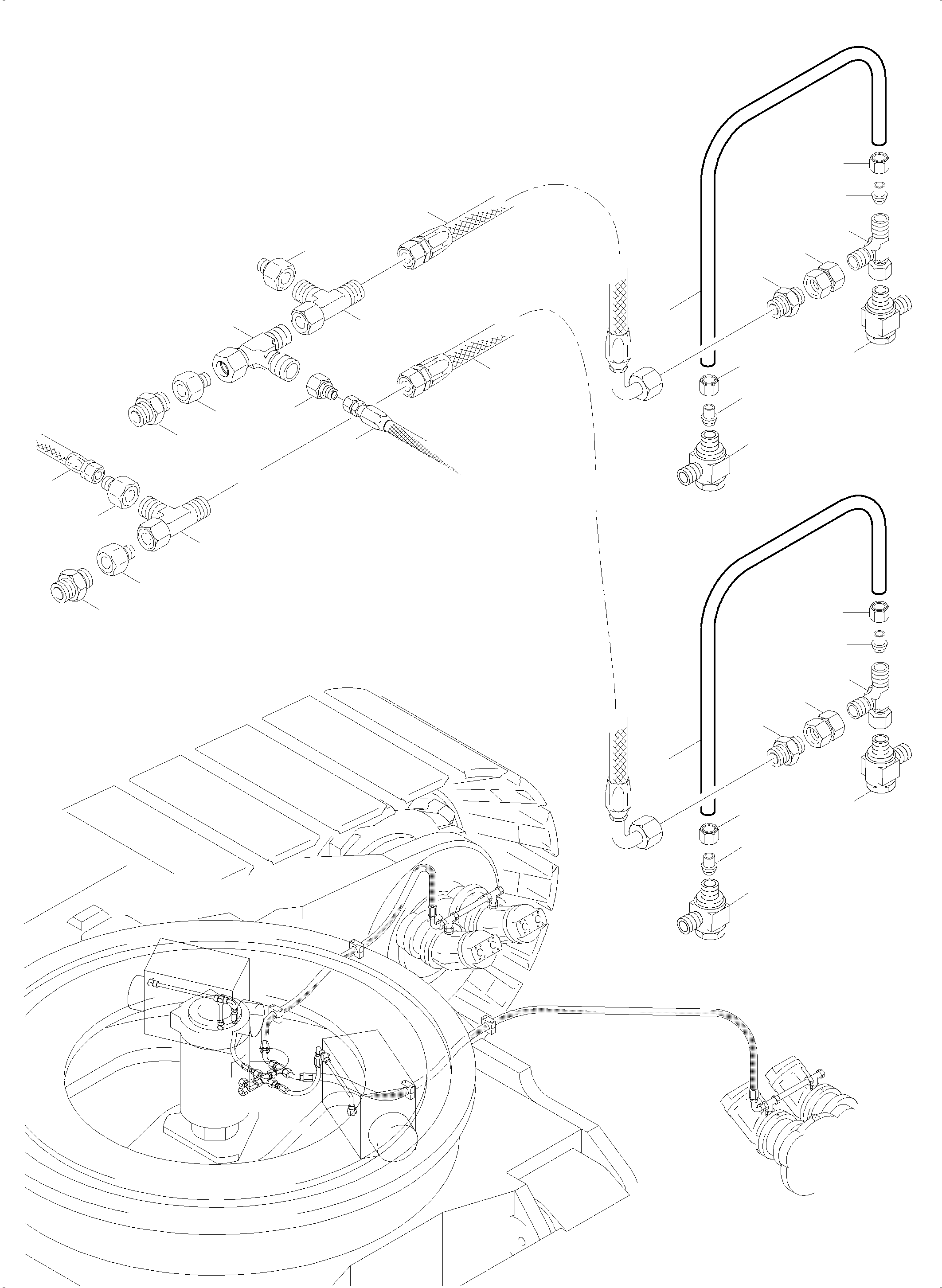 Komatsu parts book diagram for PC5500-6 S/N 15166: DRIVE MOTOR - LEAKAGELINES