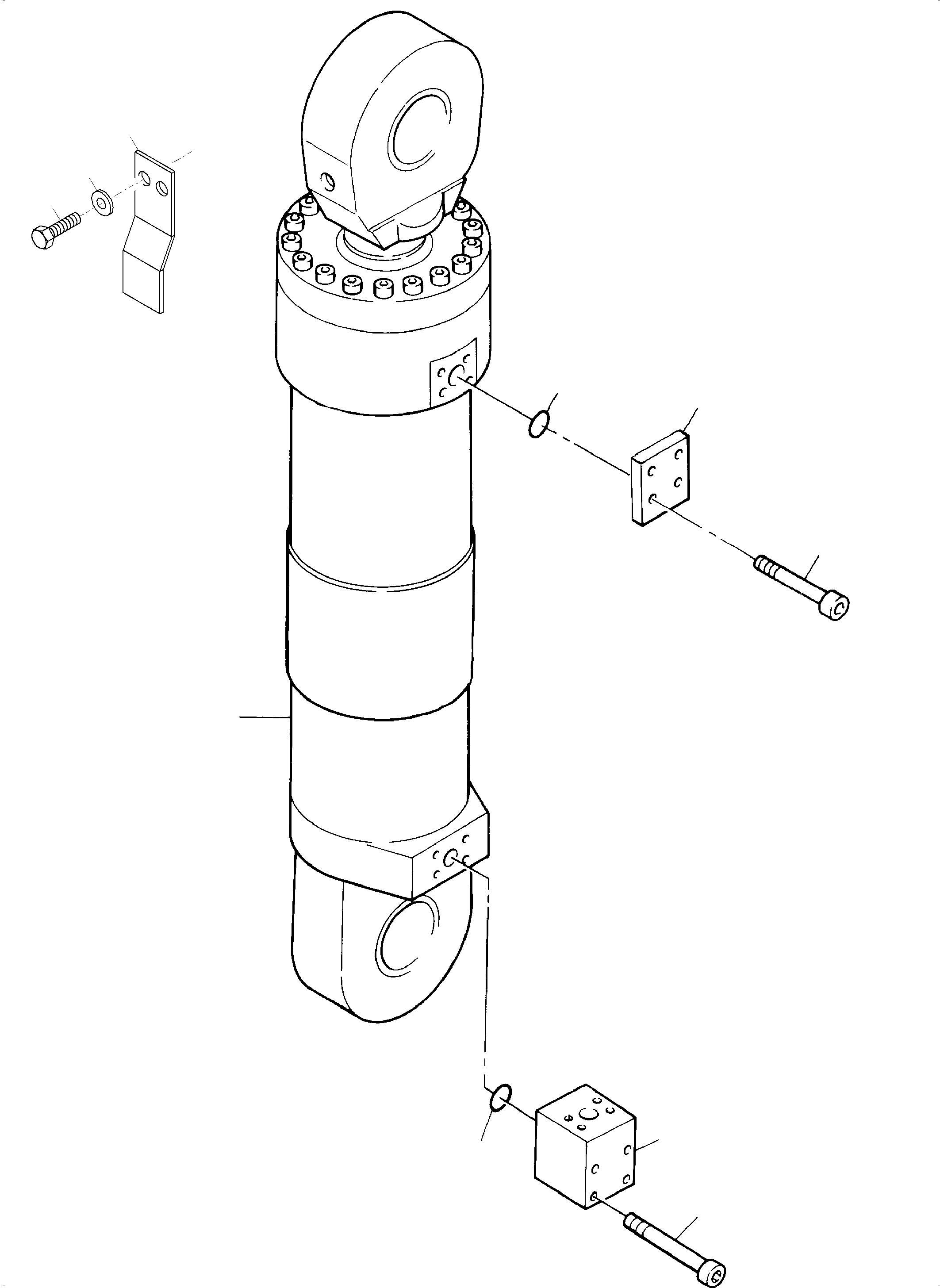 Komatsu parts book diagram for PC5500-6 S/N 15166: CLAM CYLINDER, R.H. AND L.H.