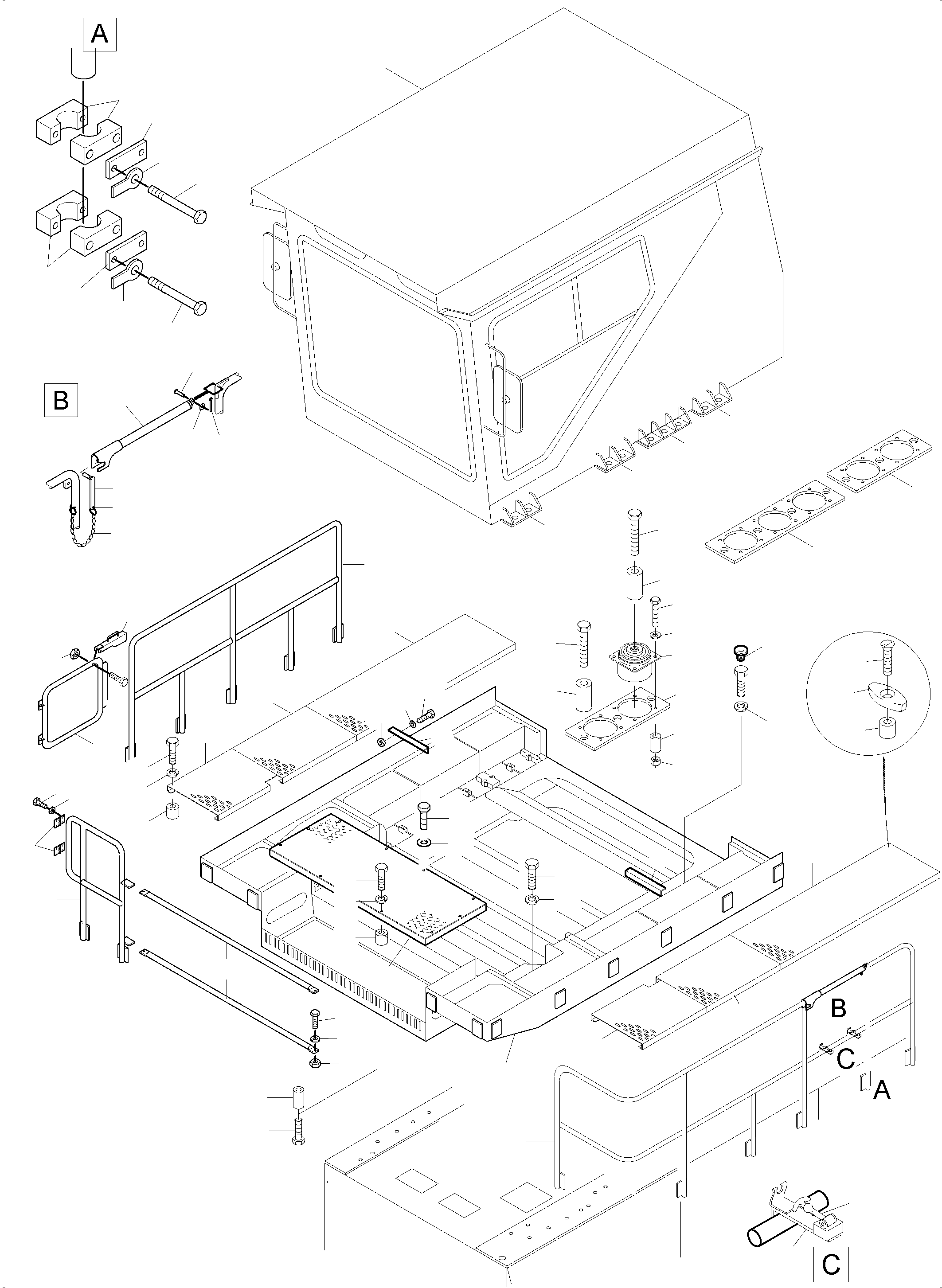 Komatsu parts book diagram for PC5500-6 S/N 15166: OPERATORґS CAB ARR.