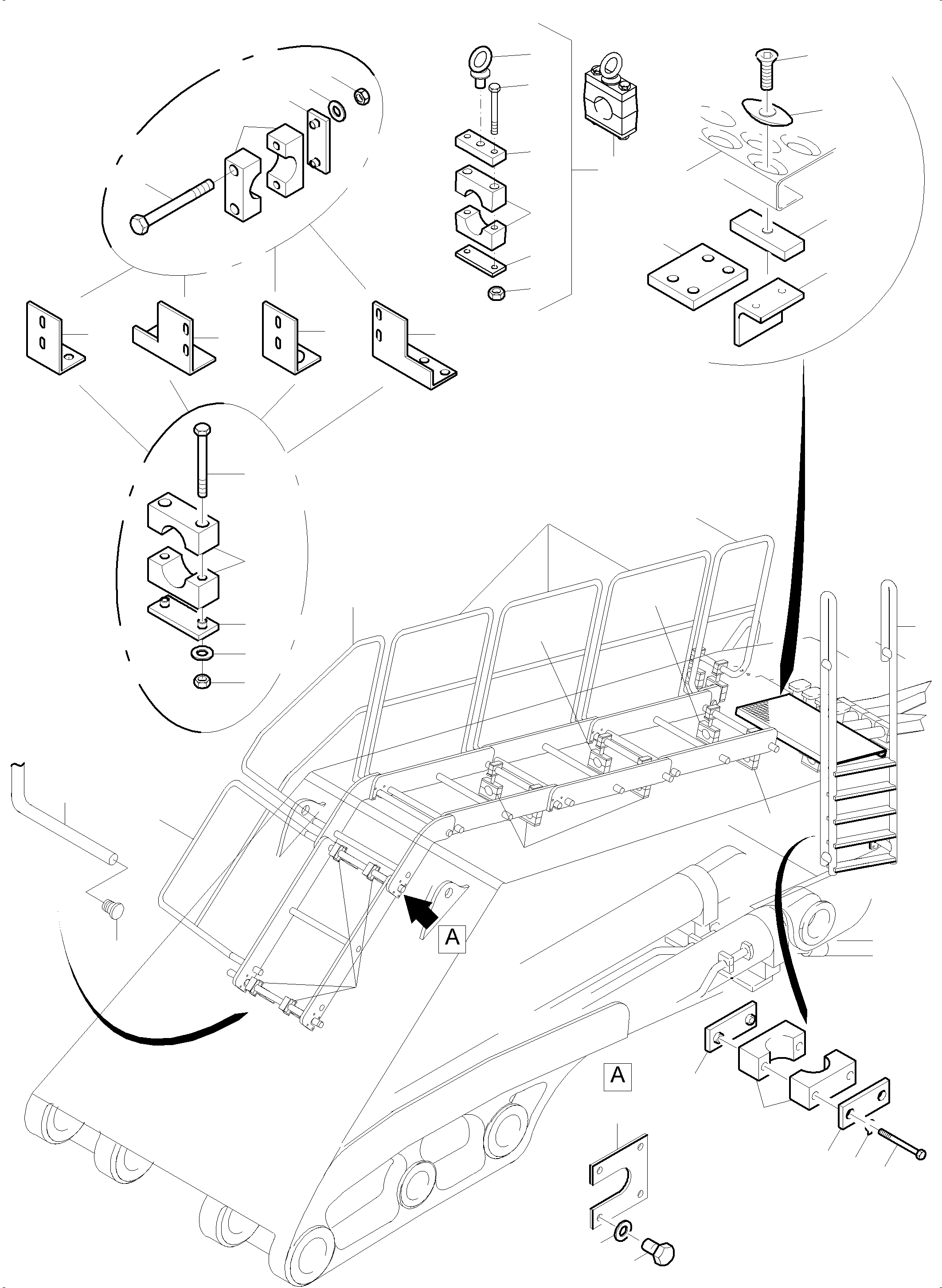 Komatsu parts book diagram for PC5500-6 S/N 15166: BOOM - CATWALK