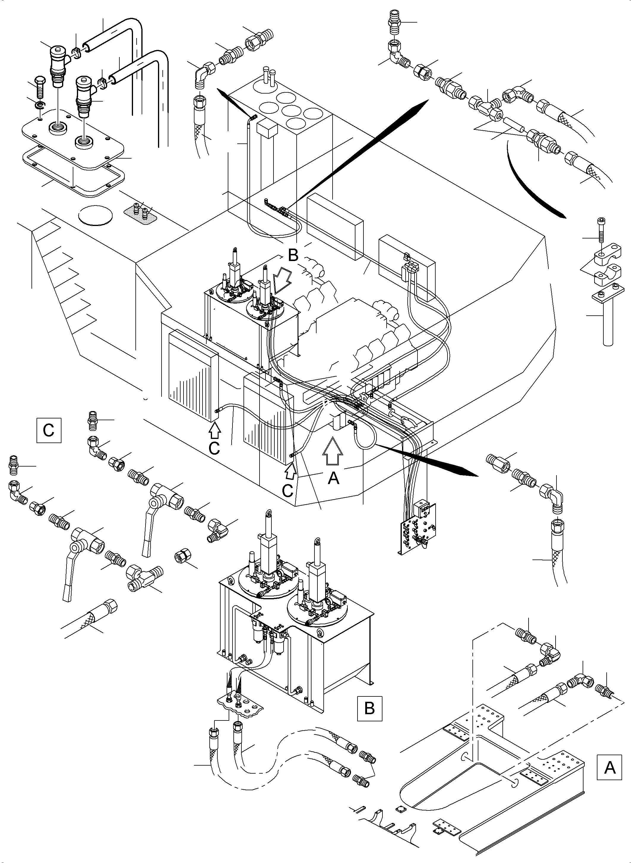 Komatsu parts book diagram for PC5500-6 S/N 15166: REFUELING EQUIPMENT FUEL LINE WIGGINS VR 300