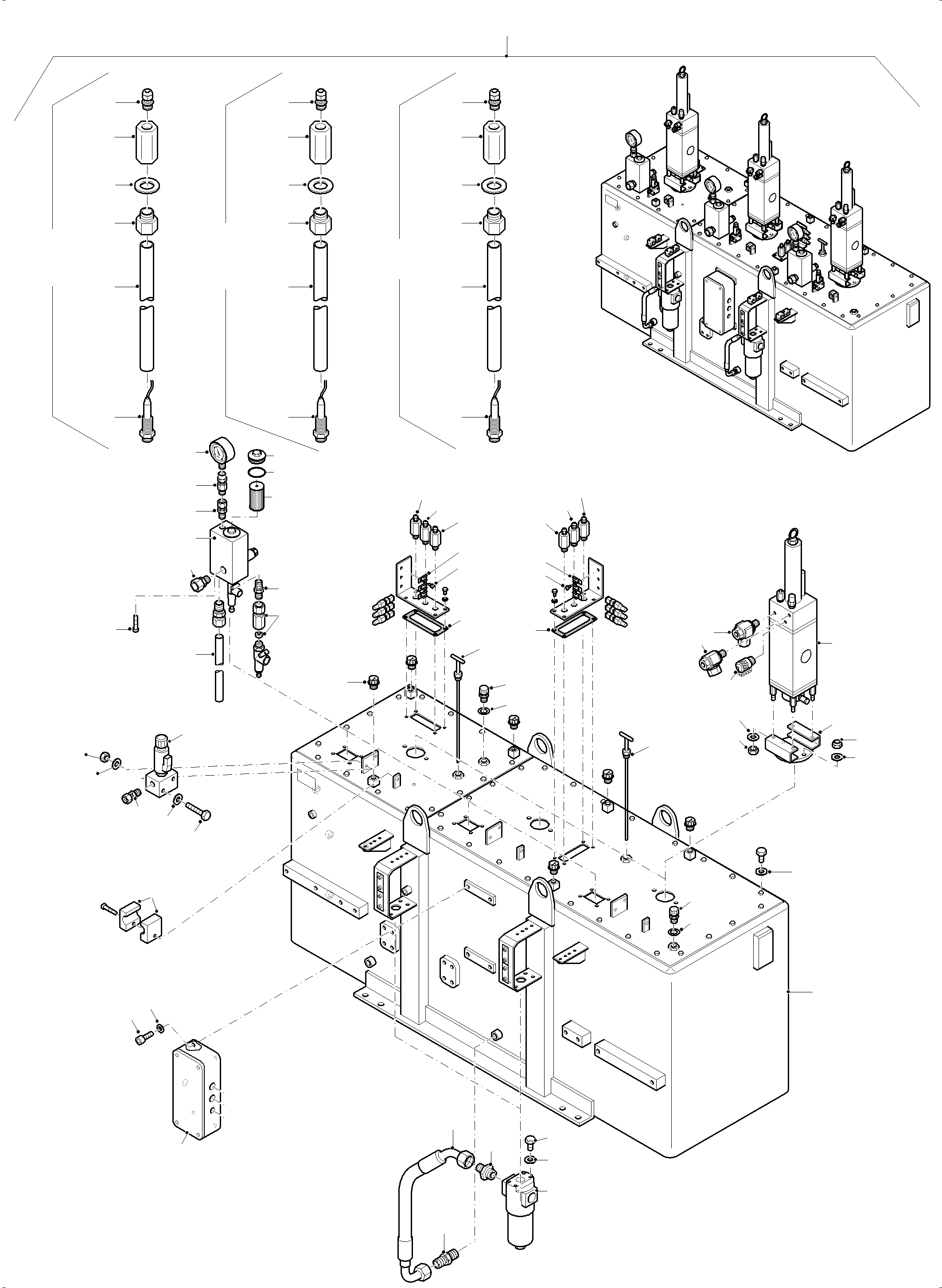 Komatsu parts book diagram for PC5500-6 S/N 15166: LUBE STATION ARR.