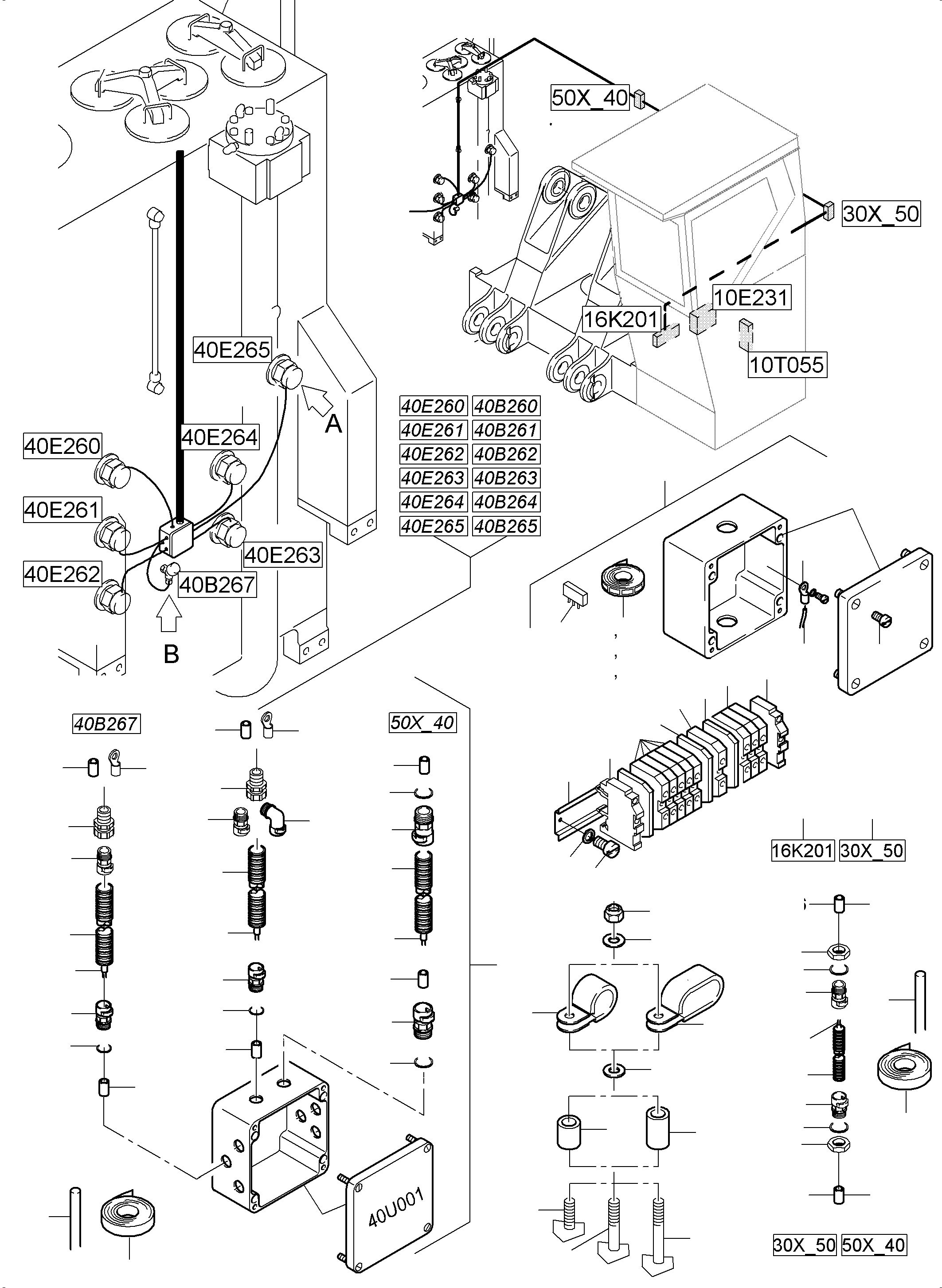 Komatsu parts book diagram for PC5500-6 S/N 15166: CABLES-TEMPERATURE CONDITIONING