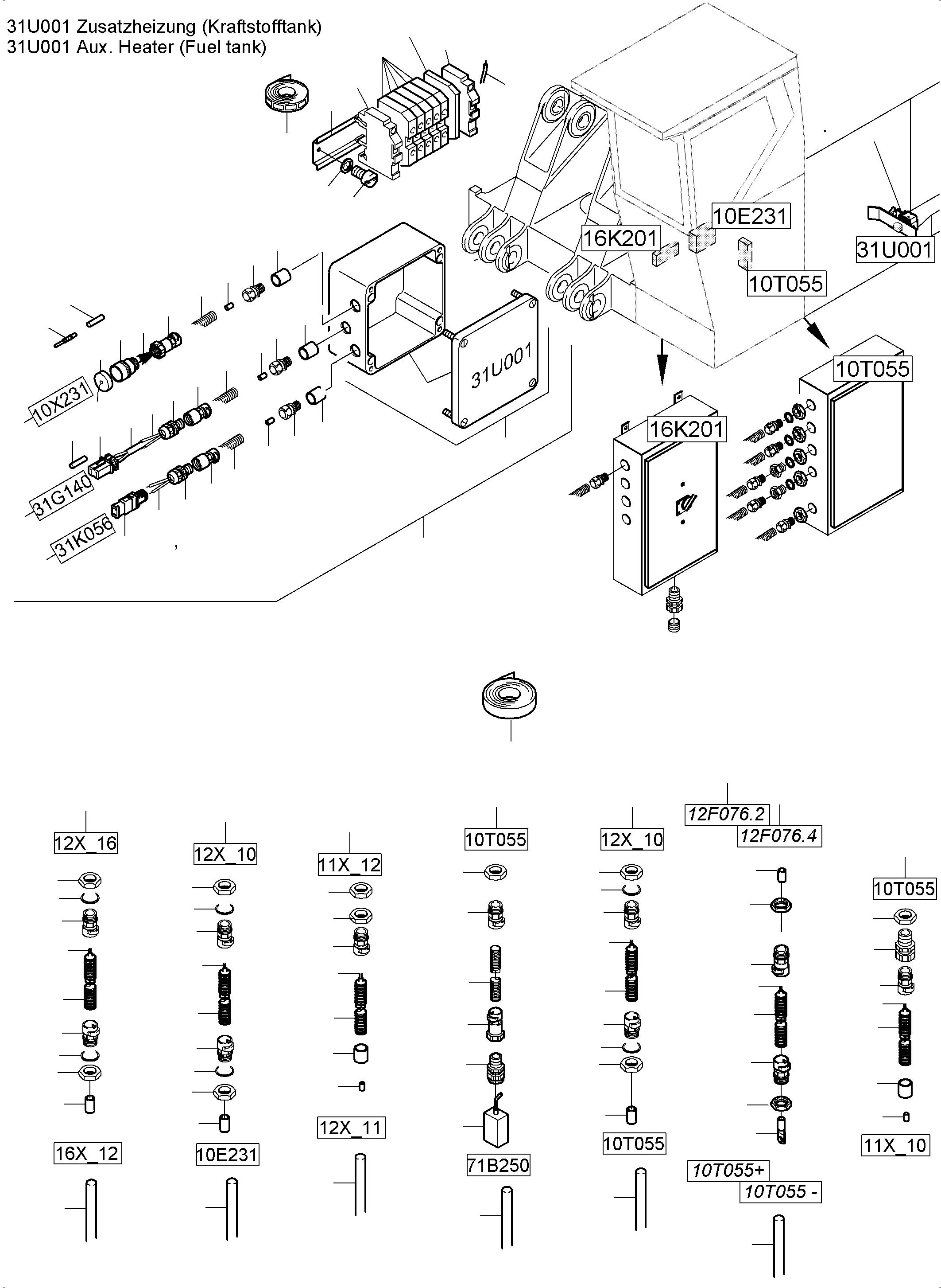 Komatsu parts book diagram for PC5500-6 S/N 15166: CABLES-TEMPERATURE CONDITIONING