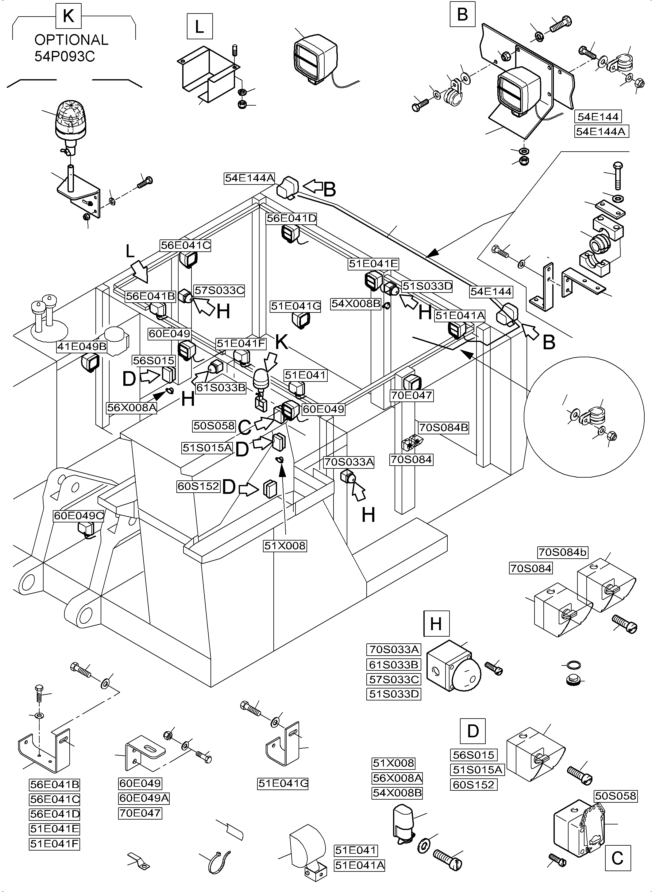 Komatsu parts book diagram for PC5500-6 S/N 15166: MACHINERY HOUSE ELECTRIC - ROOF AND DRIVE FRAME