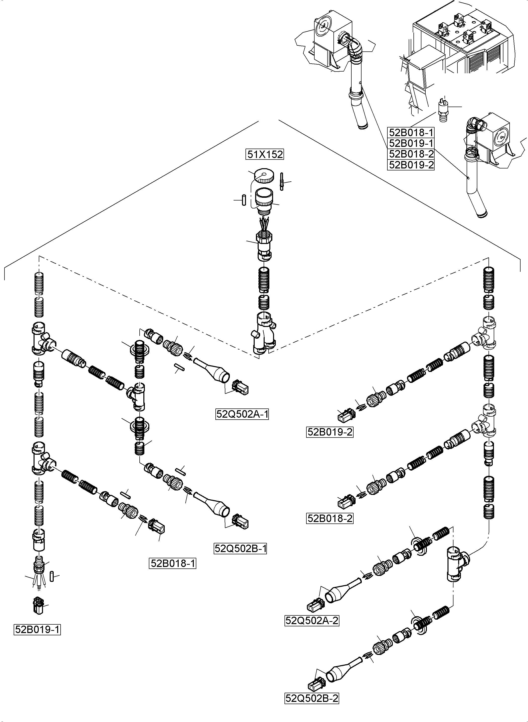 Komatsu parts book diagram for PC5500-6 S/N 15166: CABLES - ENGINE AND TRANSMITTER