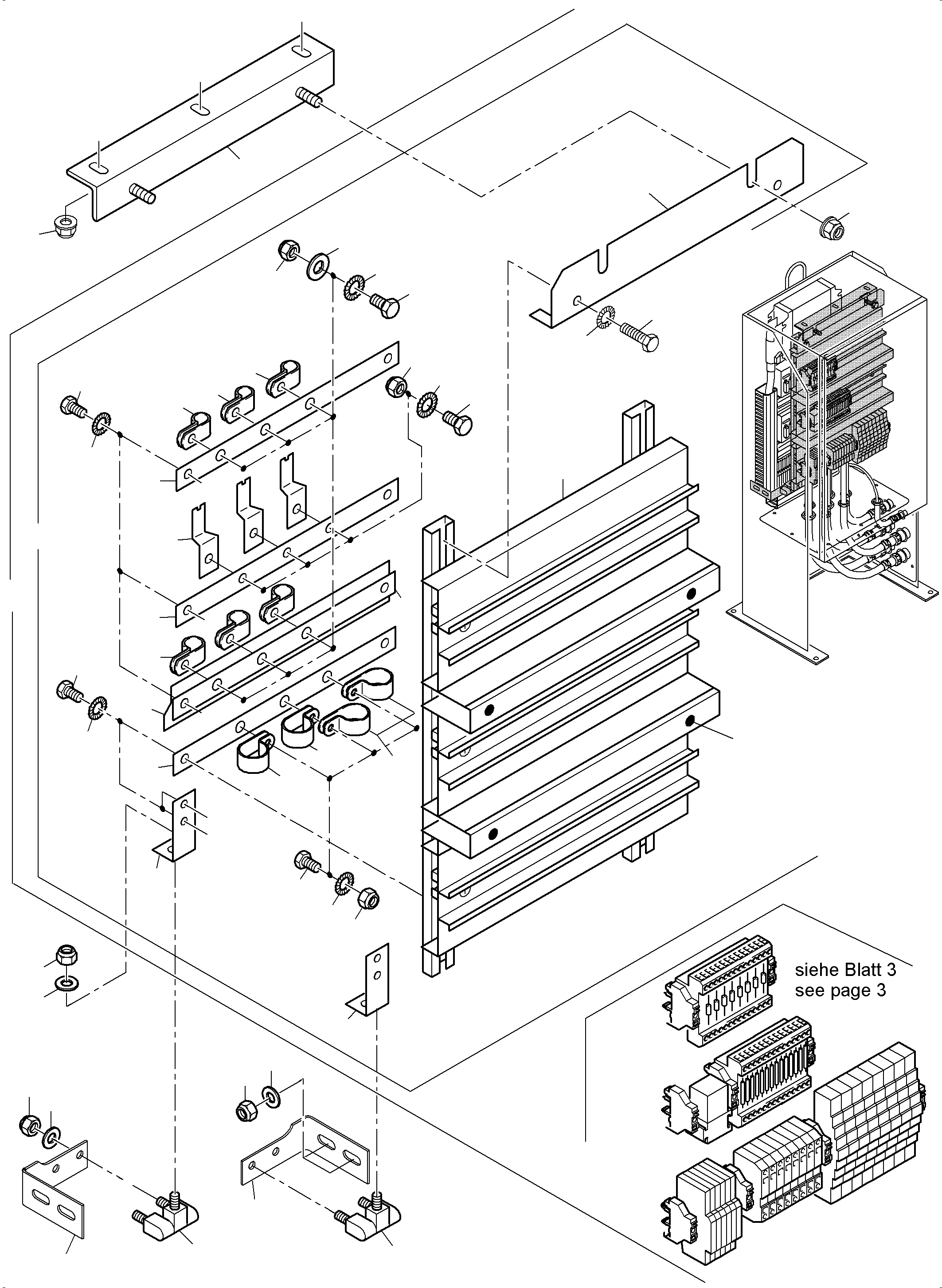 Komatsu parts book diagram for PC5500-6 S/N 15166: SWITCH CABINET ORT 40