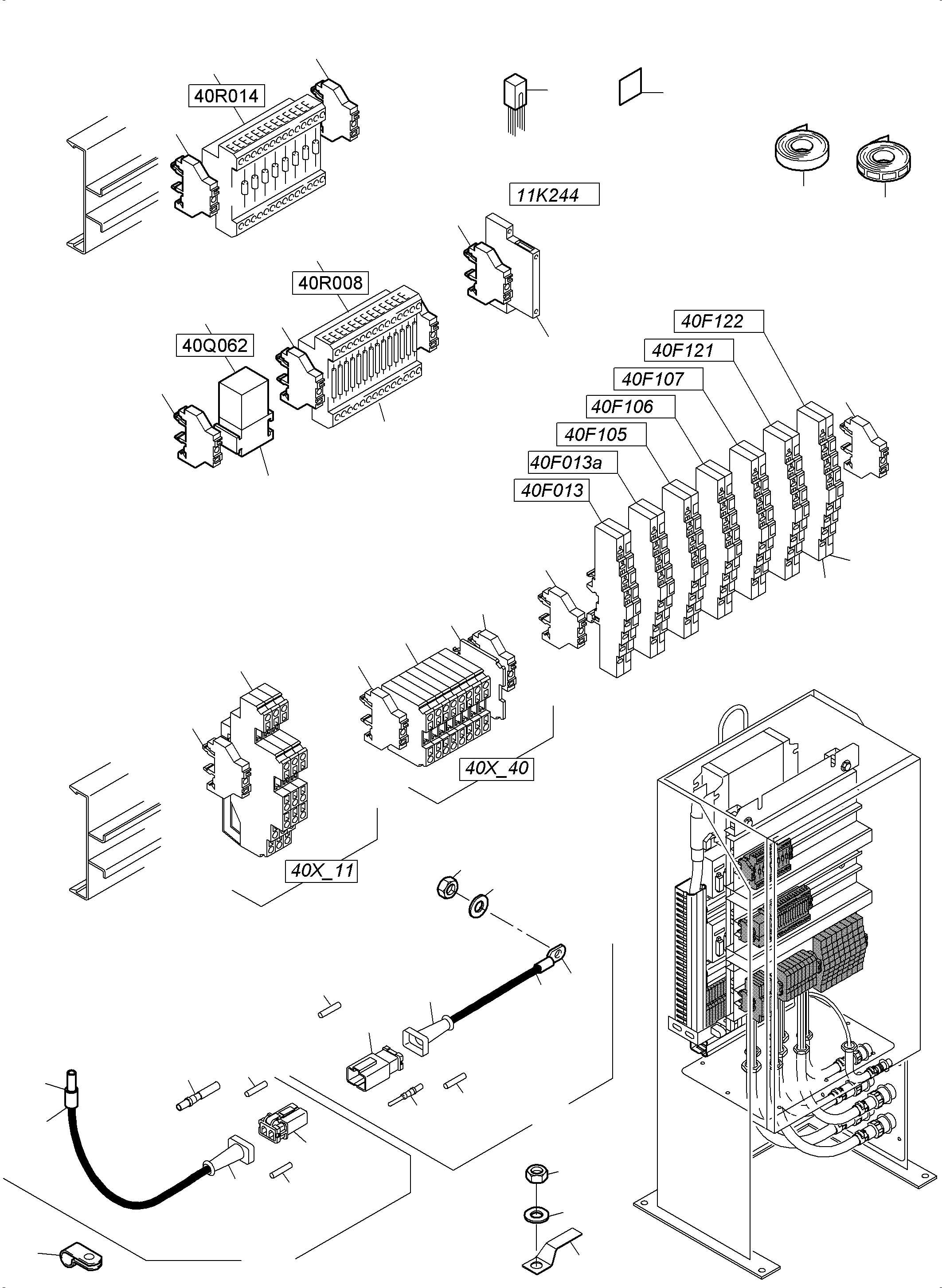 Komatsu parts book diagram for PC5500-6 S/N 15166: SWITCH CABINET ORT 40