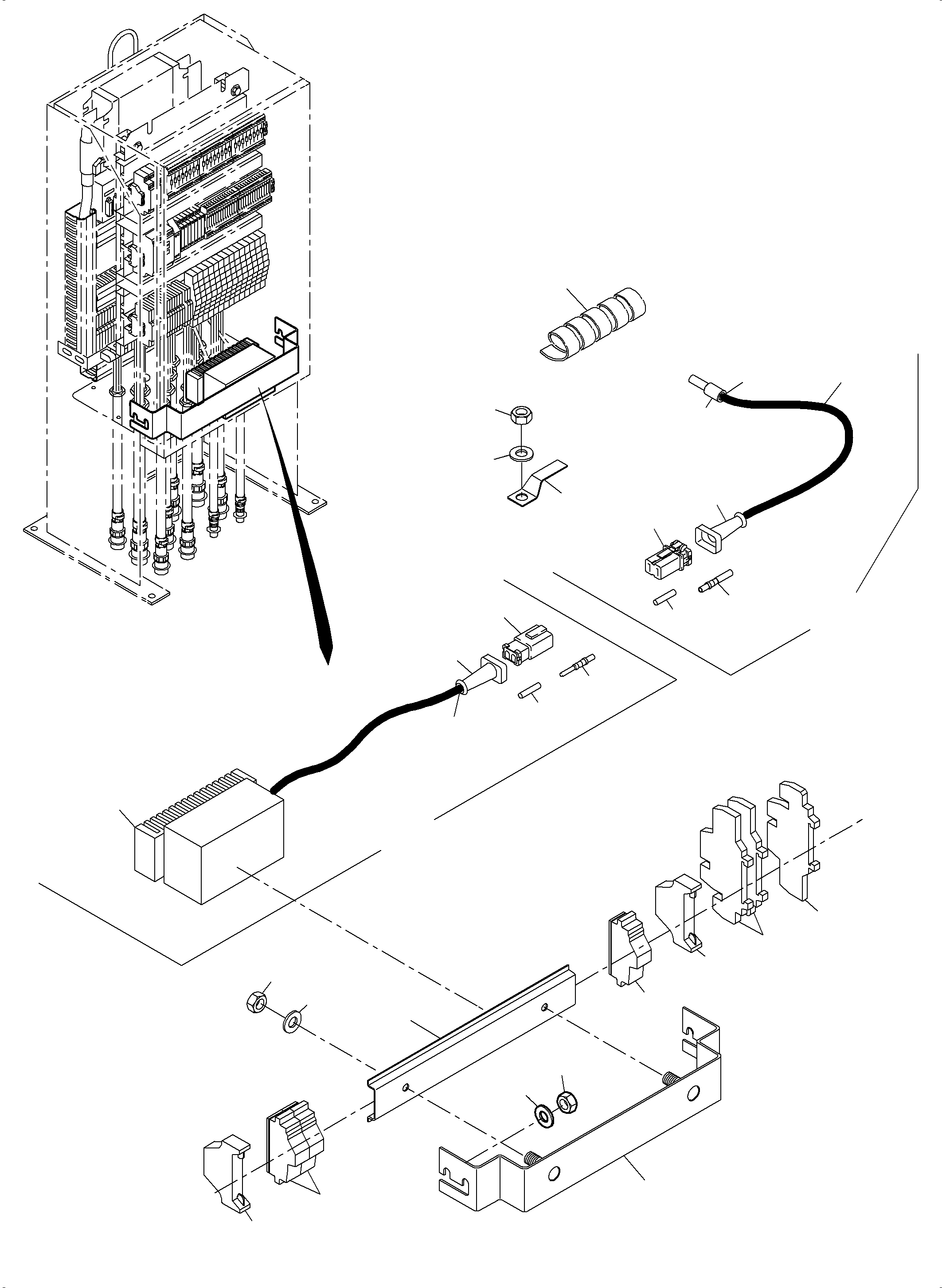 Komatsu parts book diagram for PC5500-6 S/N 15166: SWITCH CABINET ORT 40