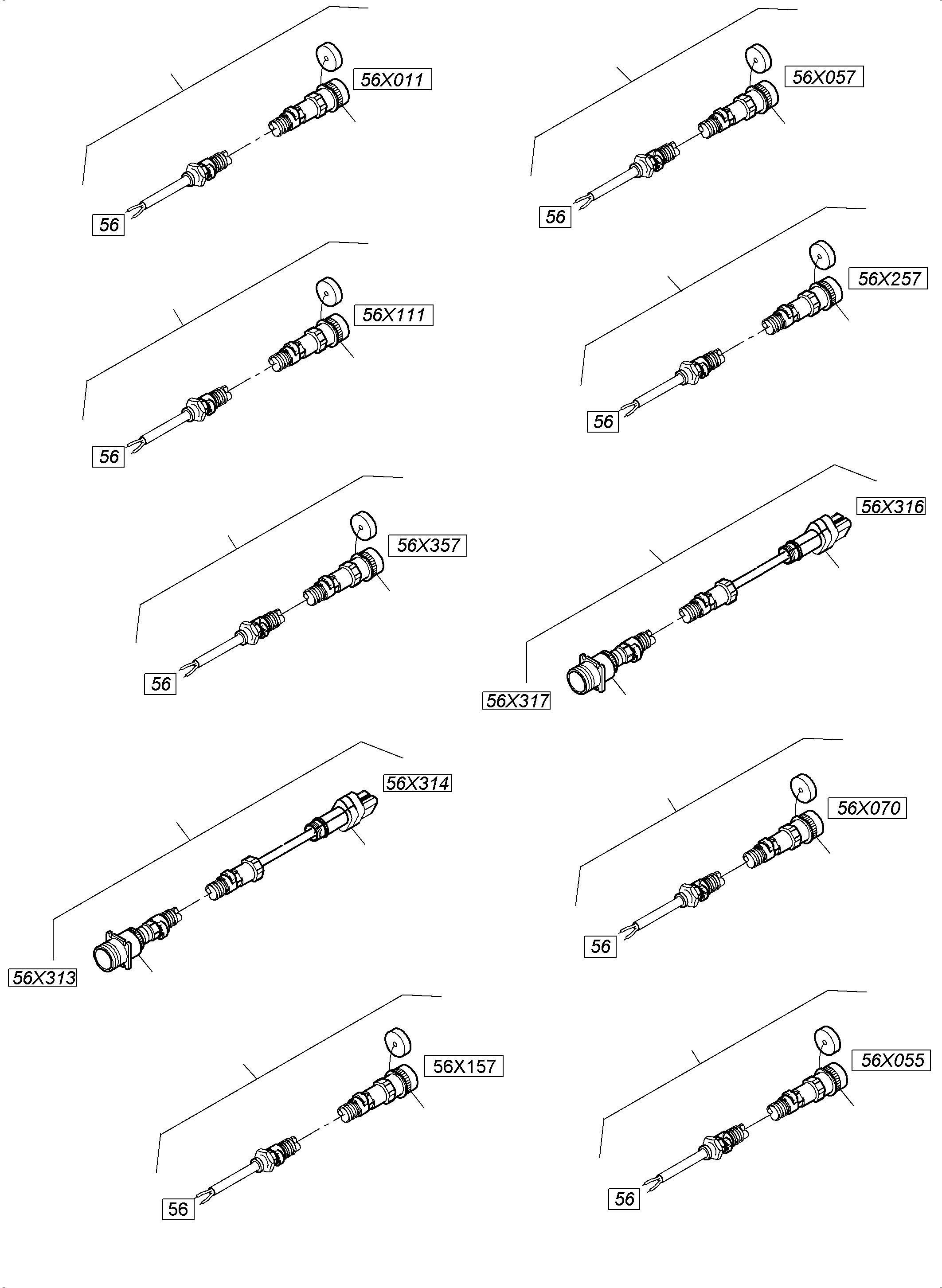Komatsu parts book diagram for PC5500-6 S/N 15166: SWITCH CABINET LOCATION 56