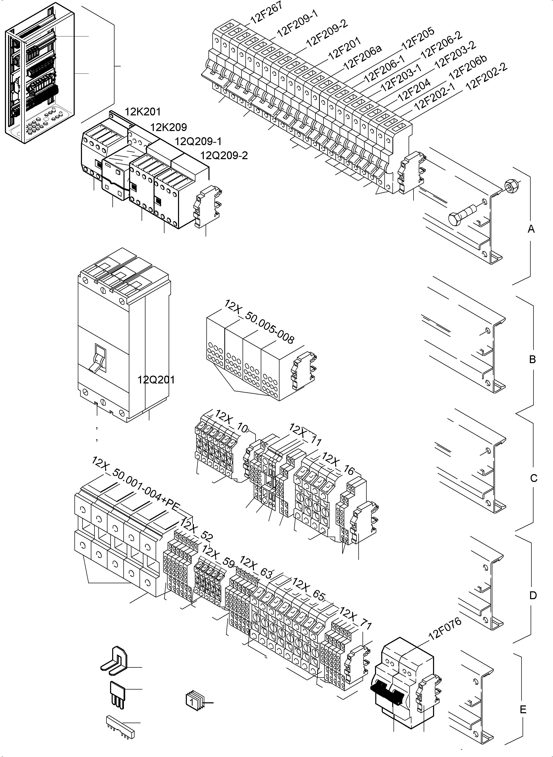 Komatsu parts book diagram for PC5500-6 S/N 15166: SWITCH FRAMING  1X1