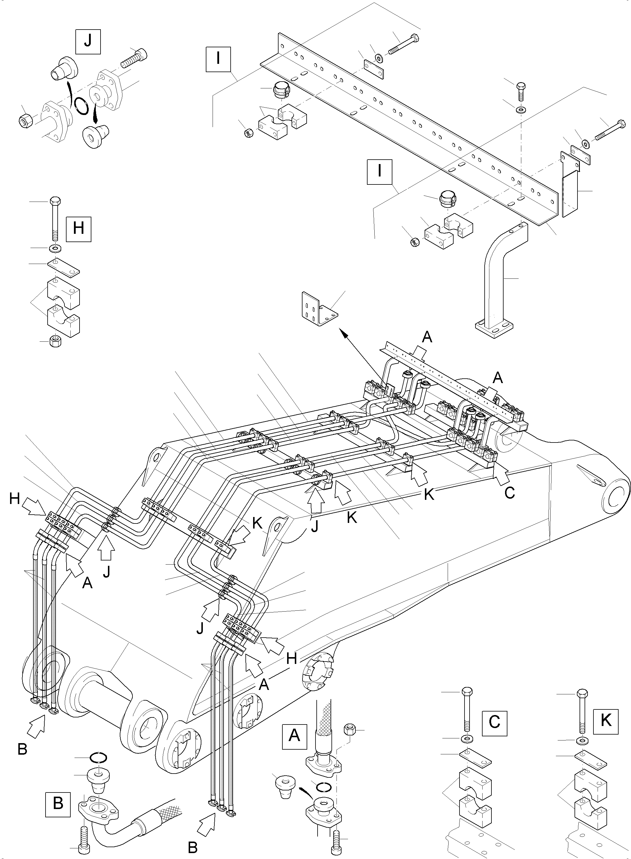 Excavators Mining Komatsu / PC7000-6 S/N 35001(G35001) / Bullclam Bucket Boom 8,00 m(535-4000 : 535-4000)
