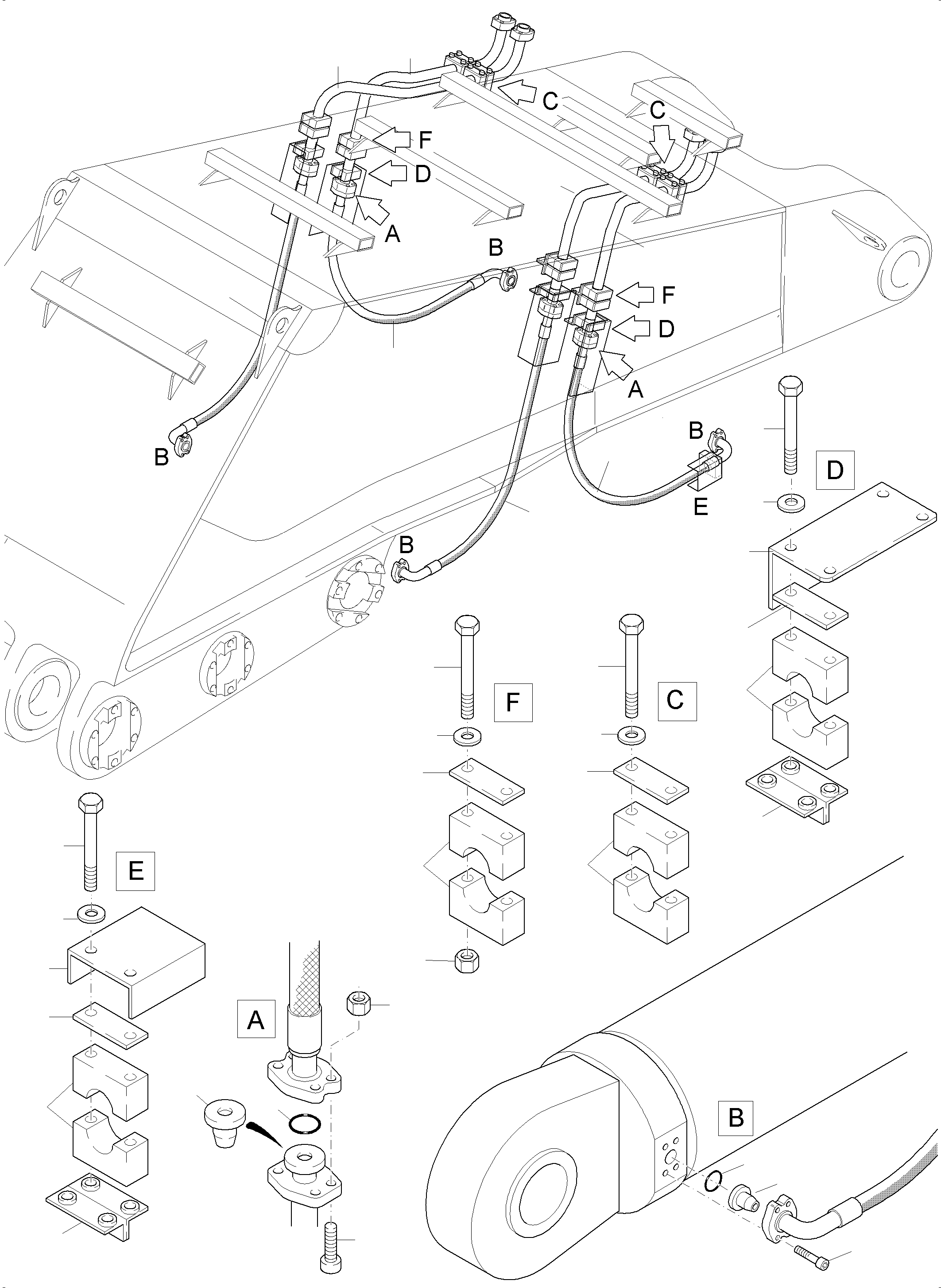 Excavators Mining Komatsu / PC7000-6 S/N 35001(G35001) / Bullclam Bucket Boom 8,00 m(535-4000 : 535-4000)