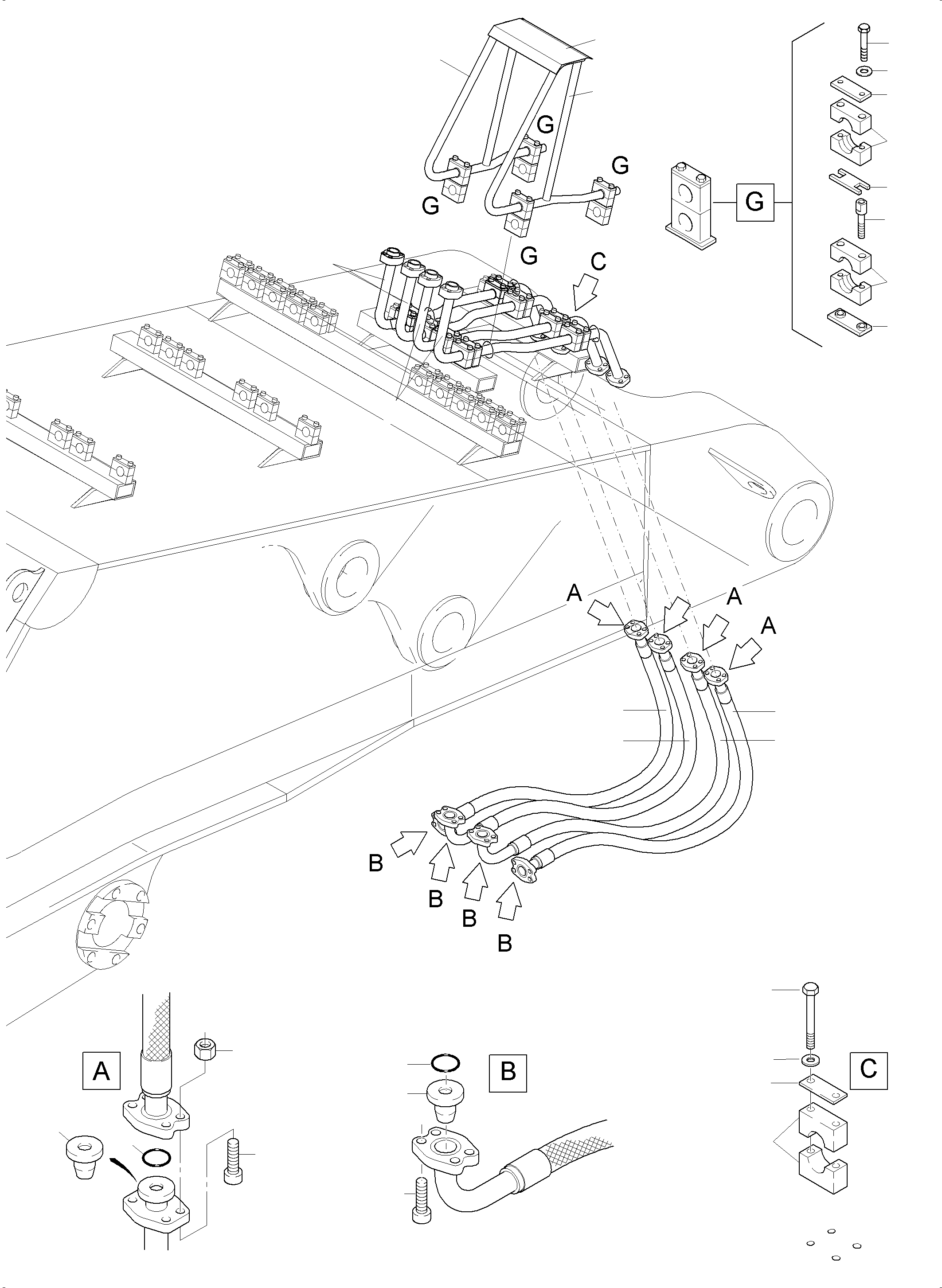Excavators Mining Komatsu / PC7000-6 S/N 35001(G35001) / Bullclam Bucket Boom 8,00 m(535-4000 : 535-4000)
