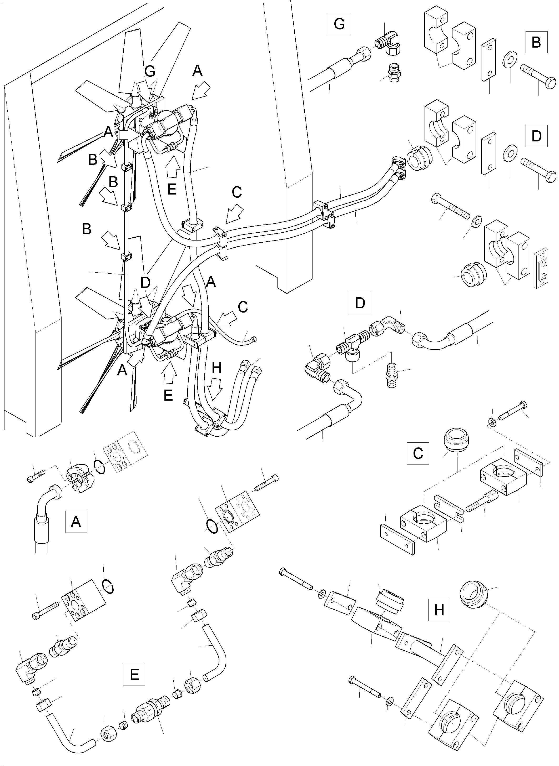 Excavators Mining Komatsu / PC7000-6 S/N 35001(G35001) / Lines - Fan Motors, Fan Pump (Oil cooler)(535-1818 : 535-1818)