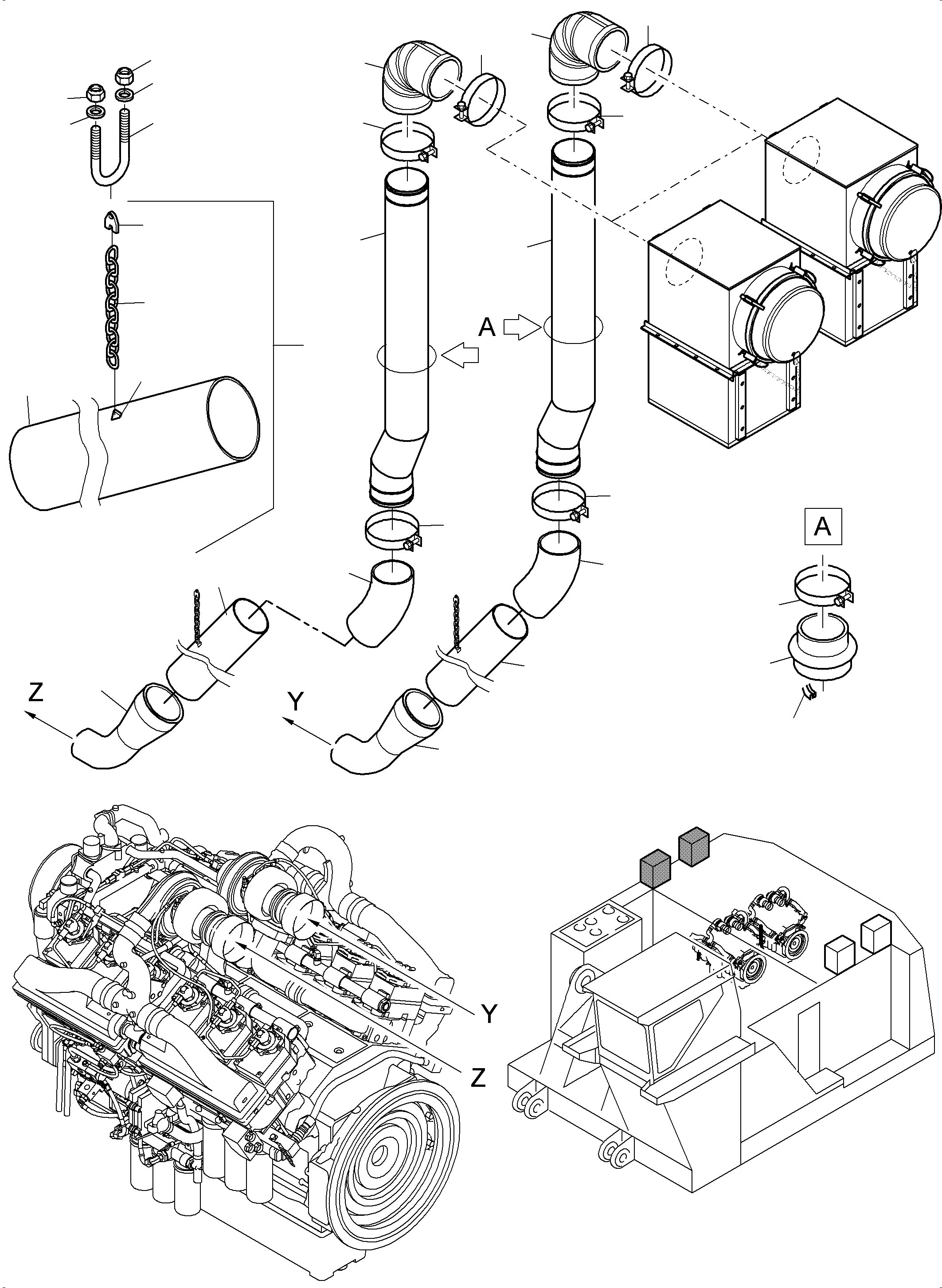 Excavators Mining Komatsu / PC7000-6 S/N 35001(G35001) / Engine air intake lines(535-1255 : 535-1255)
