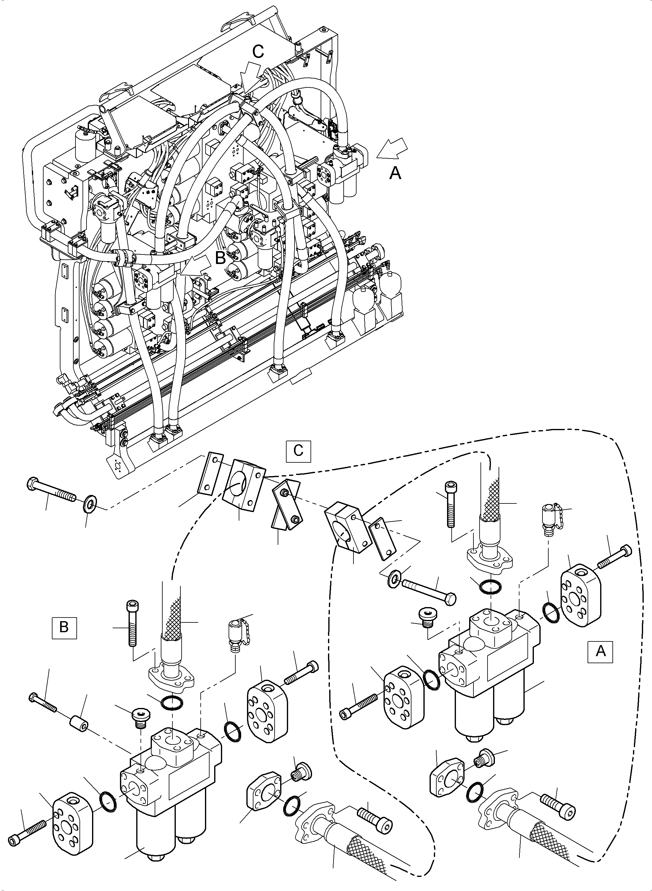 Excavators Mining Komatsu / PC7000-6 S/N 35001(G35001) / Pressure Lines, H.P. Filter - Control Blocks(535-1820 : 535-1820)