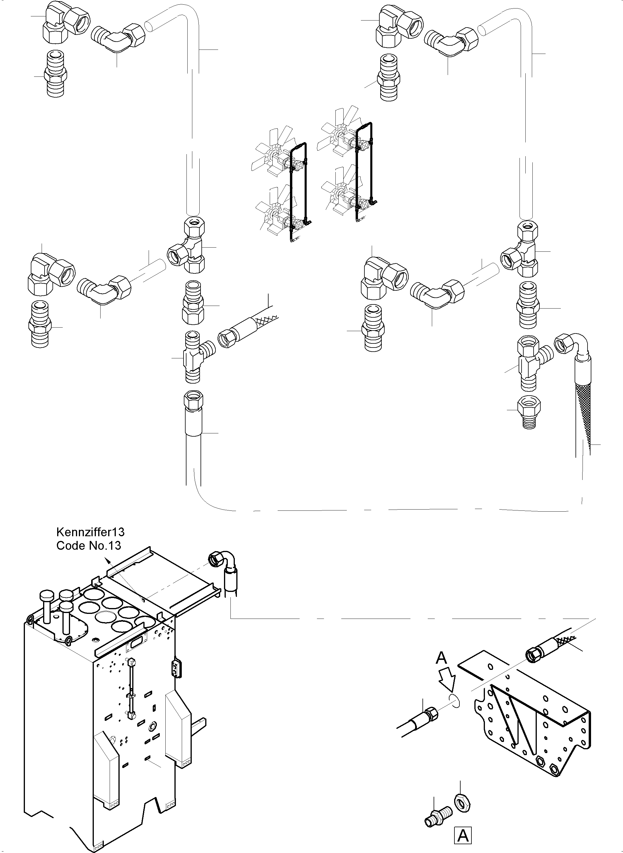Excavators Mining Komatsu / PC7000-6 S/N 35001(G35001) / Lines - Fan Motors, Fan Pump (Water cooler)(535-1817 : 535-1817)