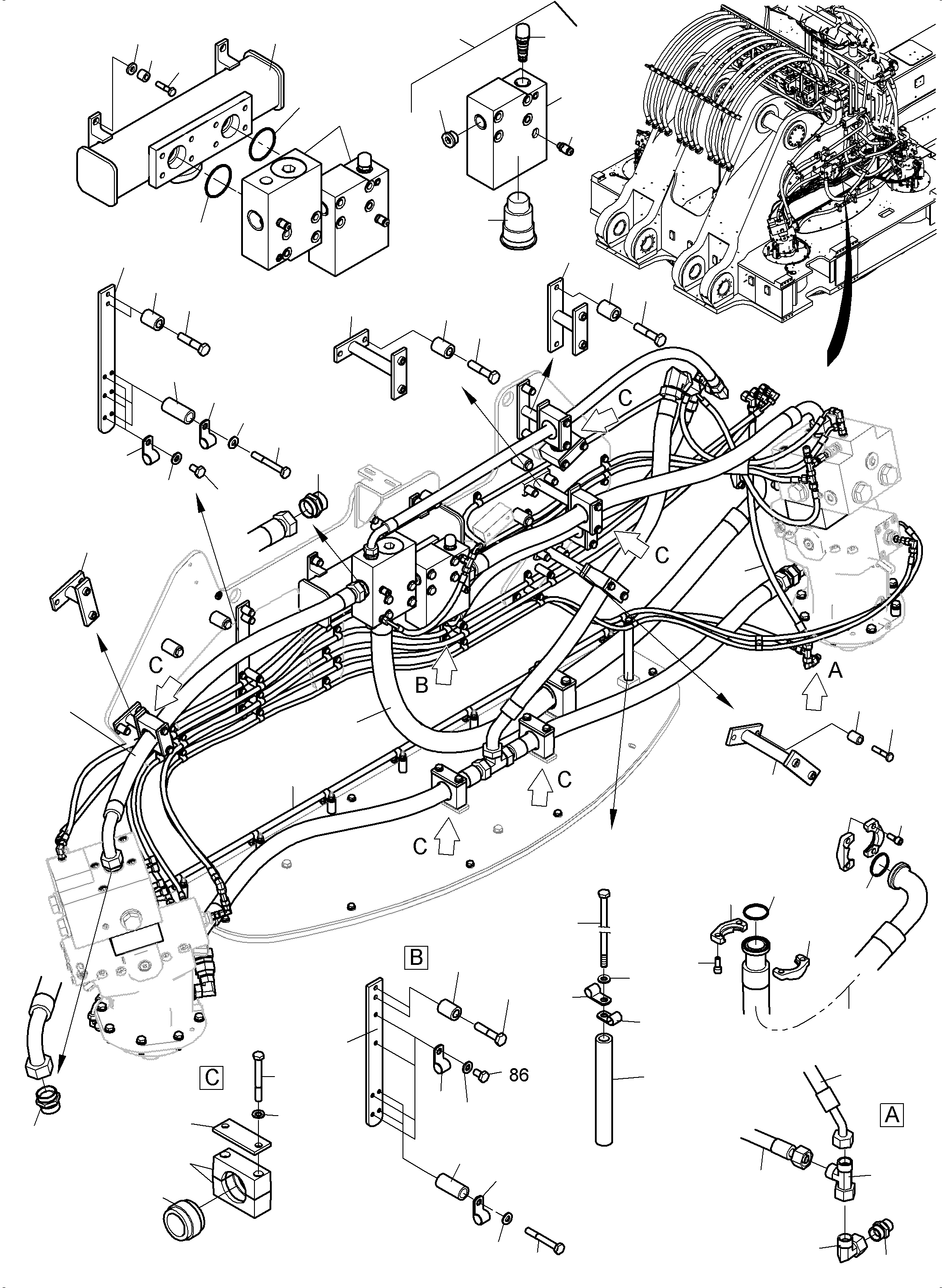 Excavators Mining Komatsu / PC7000-6 S/N 35001(G35001) / Control- and tanklines - Slew Gear(535-1849 : 535-1849)