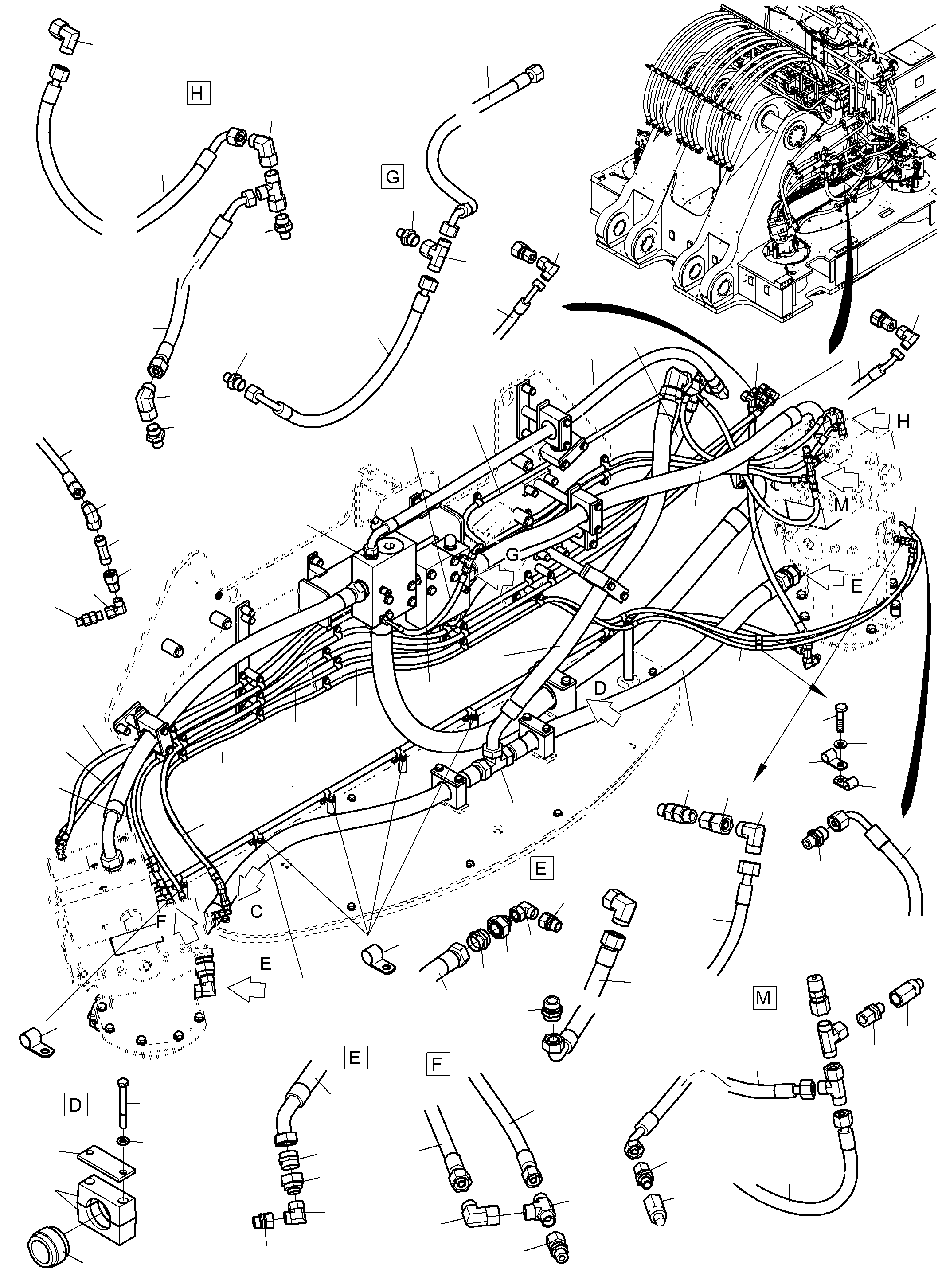 Excavators Mining Komatsu / PC7000-6 S/N 35001(G35001) / Control- and tanklines - Slew Gear(535-1849 : 535-1849)