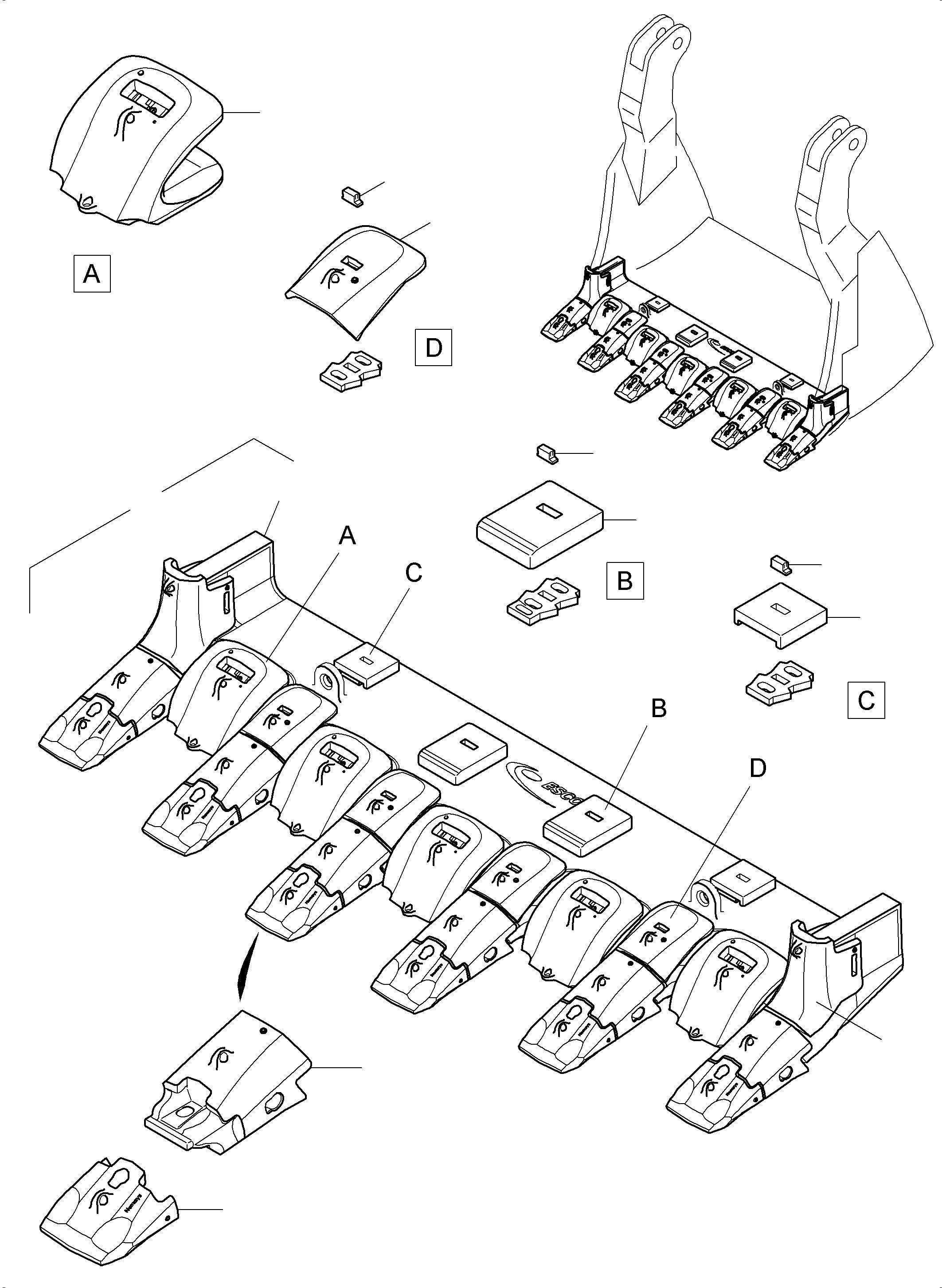 Excavators Mining Komatsu / PC7000-6 S/N 35001(G35001) / Bullclam Bucket 36,0 cbm(535-5000a : 535-5000a)