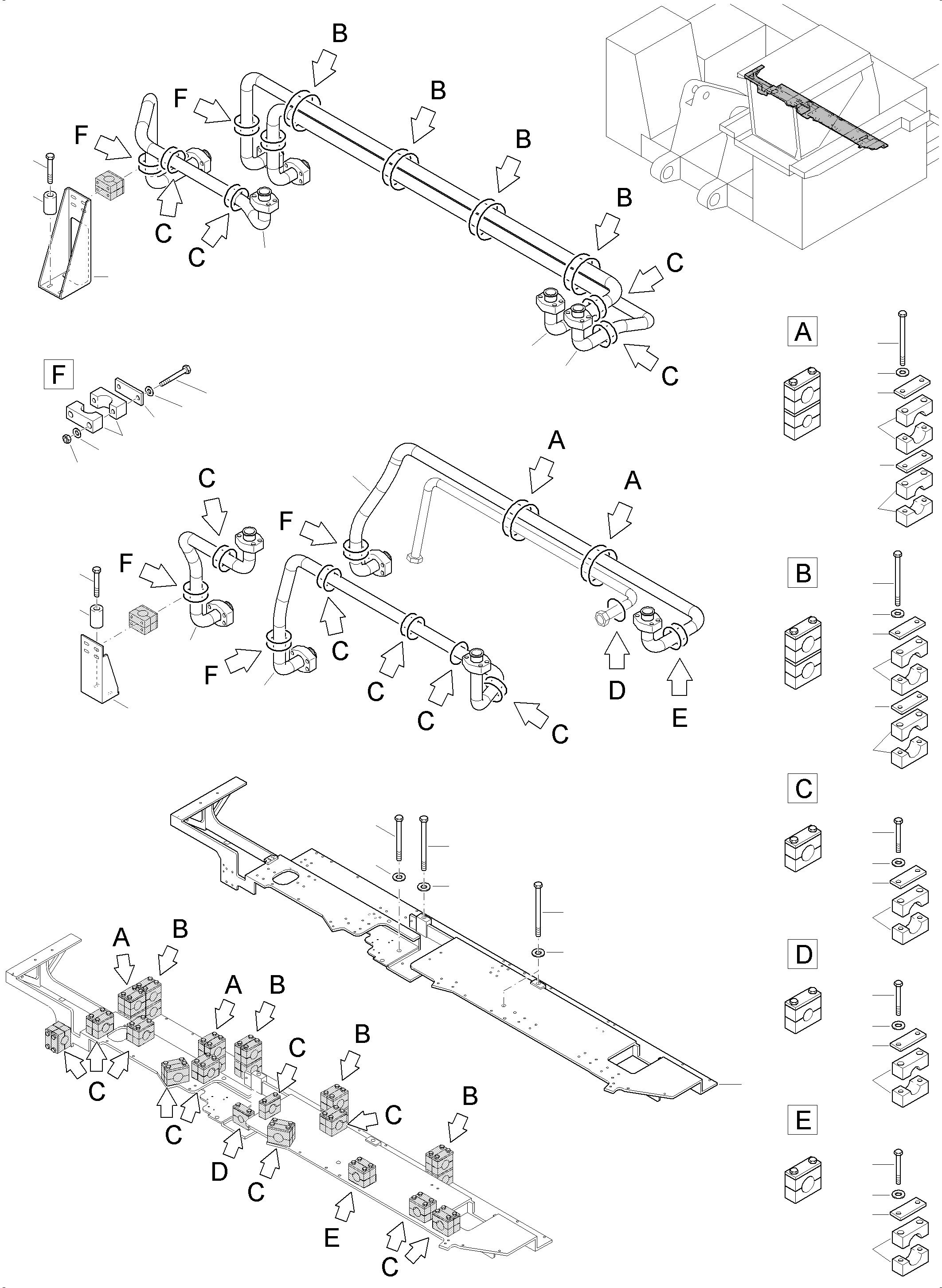 Excavators Mining Komatsu / PC7000-6 S/N 35001(G35001) / Pressure Lines - Main Pumps(535-1822a : 535-1822a)