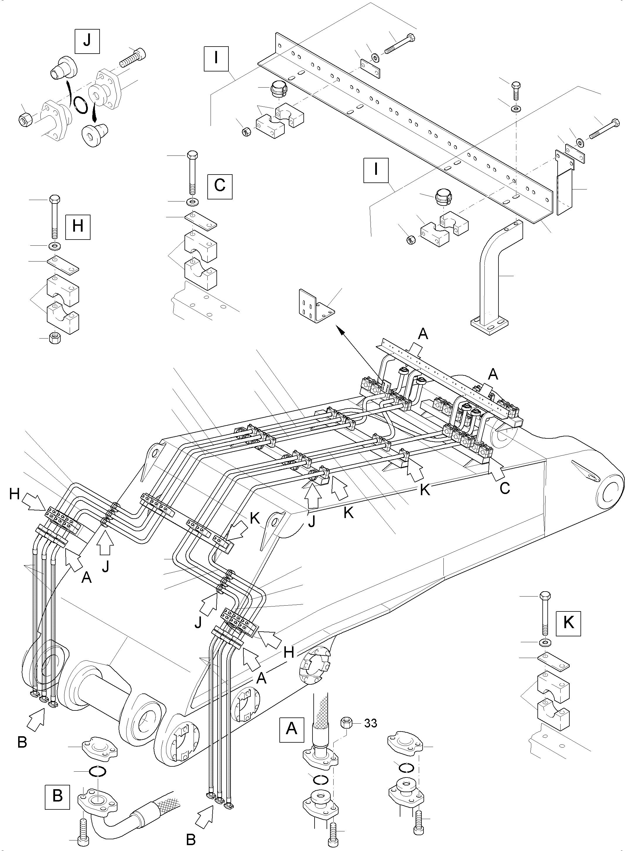 Komatsu parts book diagram for PC 7000-6E 35 003 11.06.2019: BULLCLAM BUCKET BOOM 8,00 M