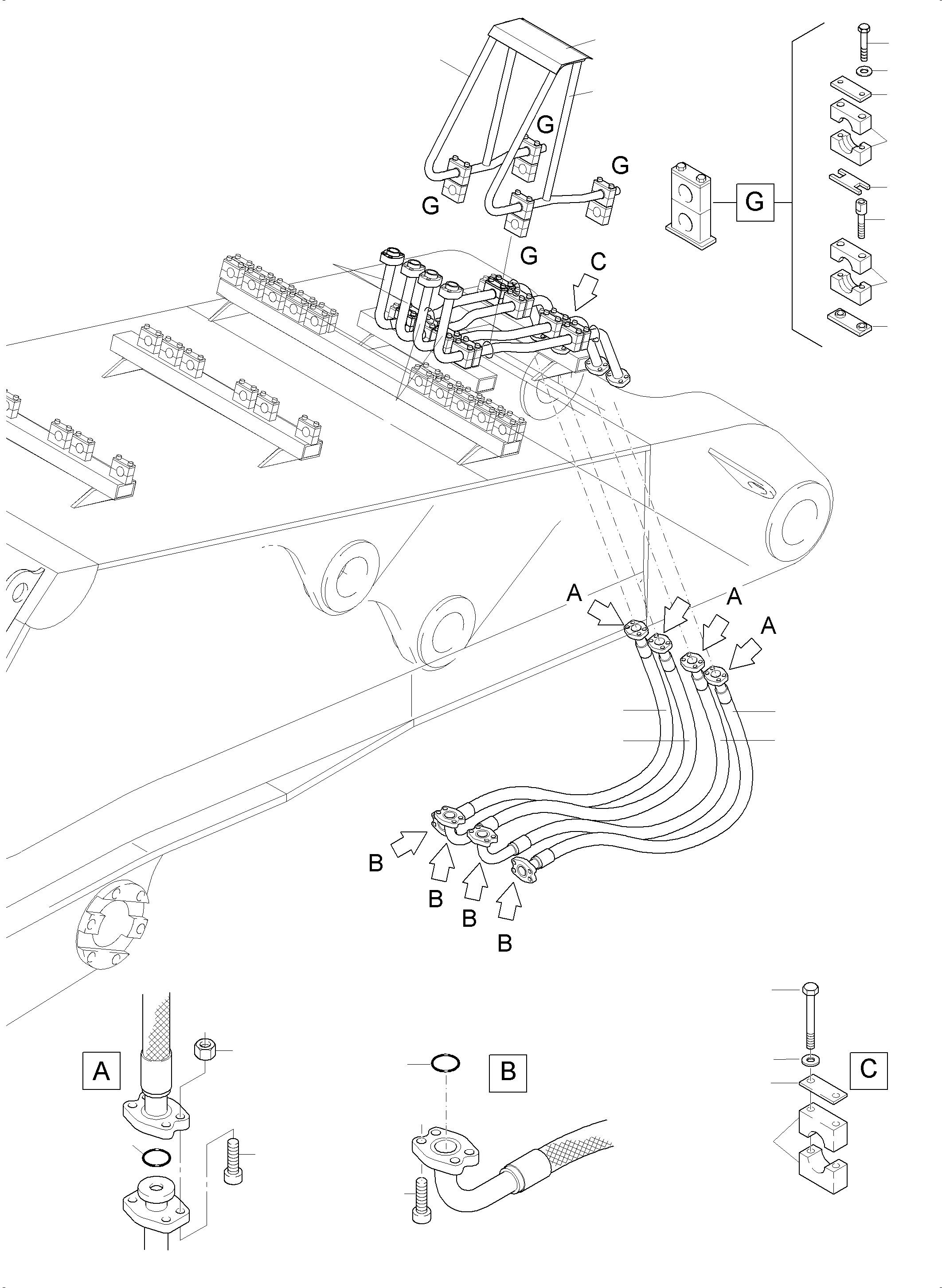 Komatsu parts book diagram for PC 7000-6E 35 003 11.06.2019: BULLCLAM BUCKET BOOM 8,00 M