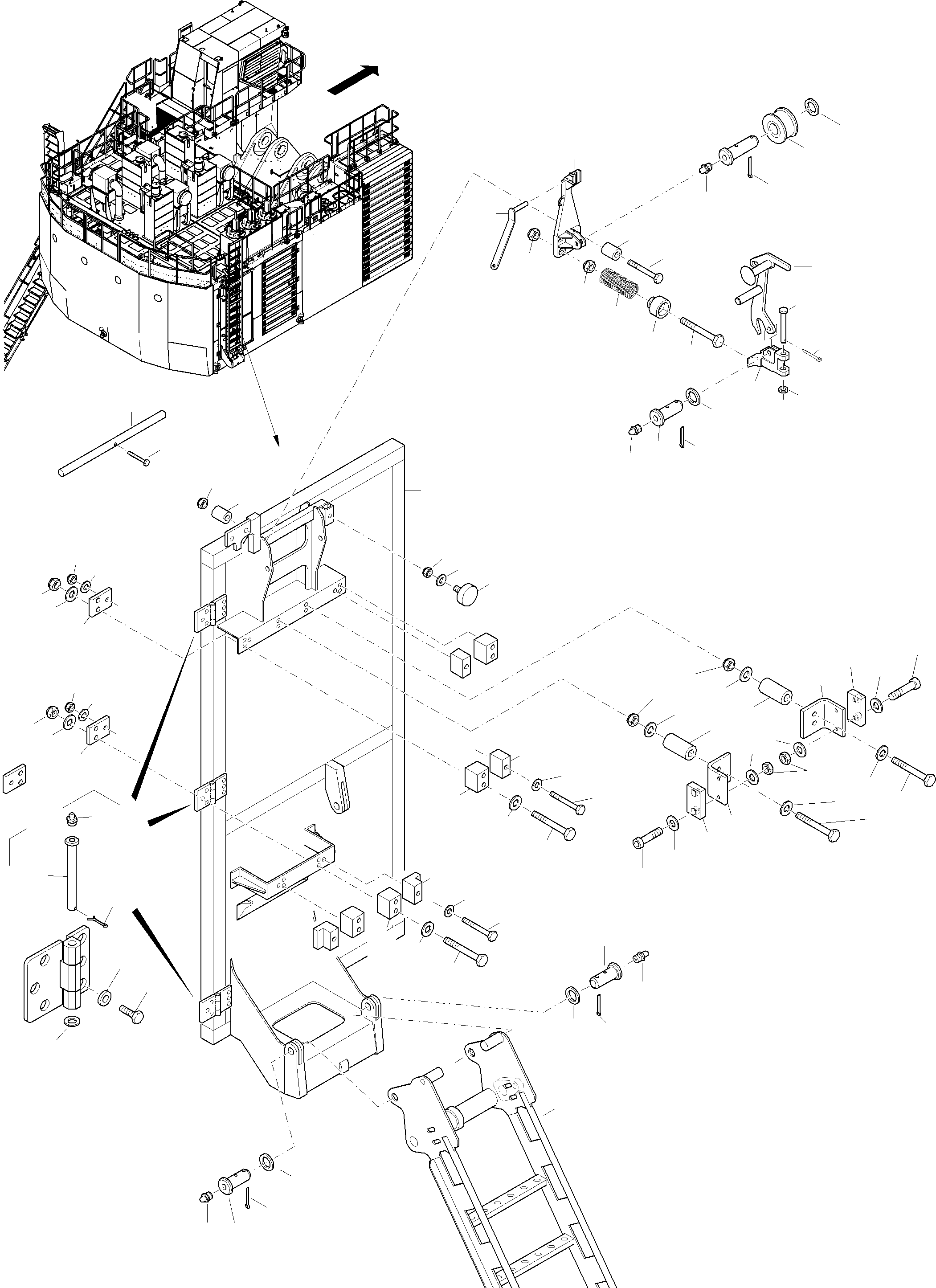 Komatsu parts book diagram for PC 7000-6E 35 003 11.06.2019: EMERGENCY LADDER-MACHINE COVERING