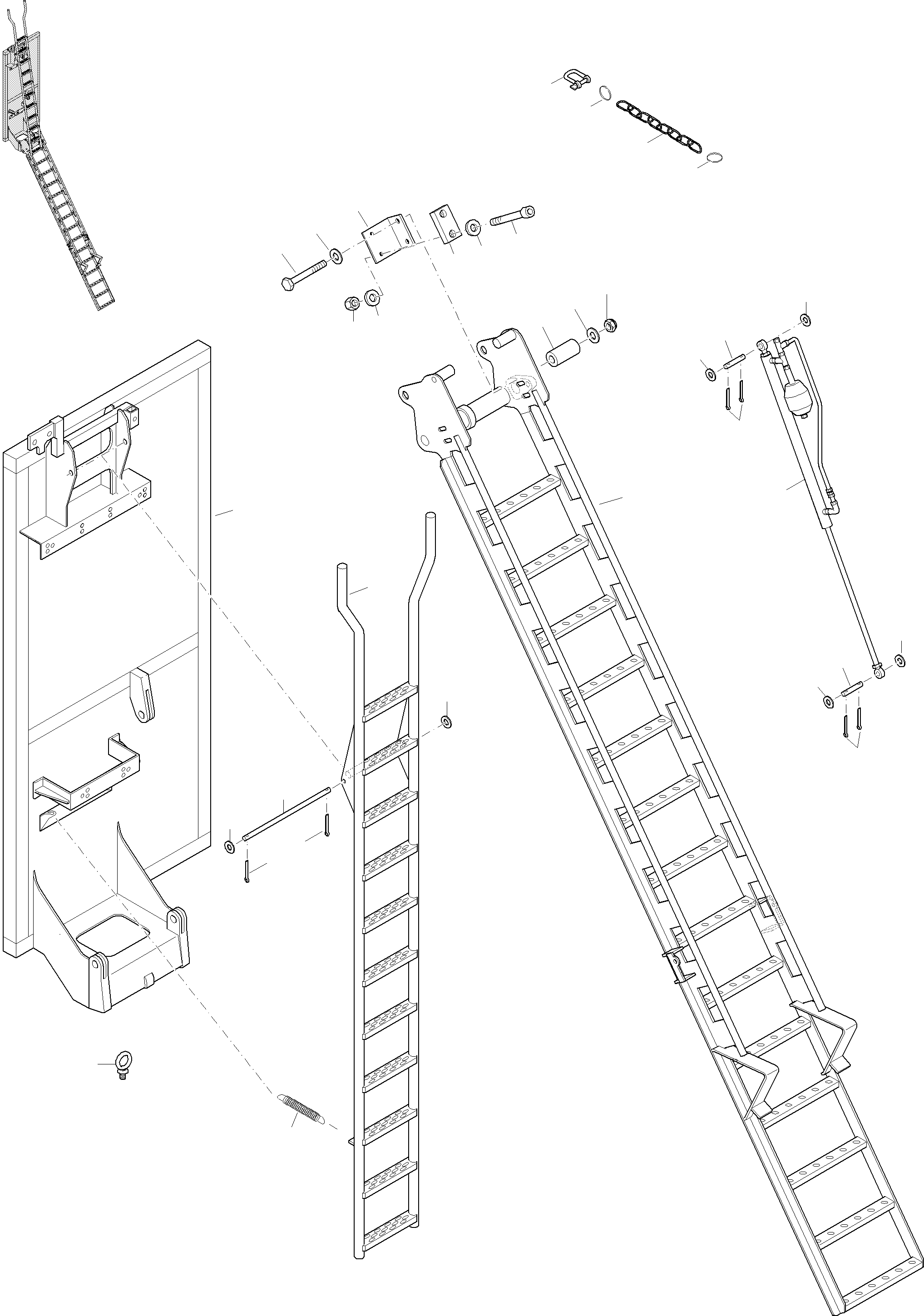 Komatsu parts book diagram for PC 7000-6E 35 003 11.06.2019: EMERGENCY LADDER-MACHINE COVERING