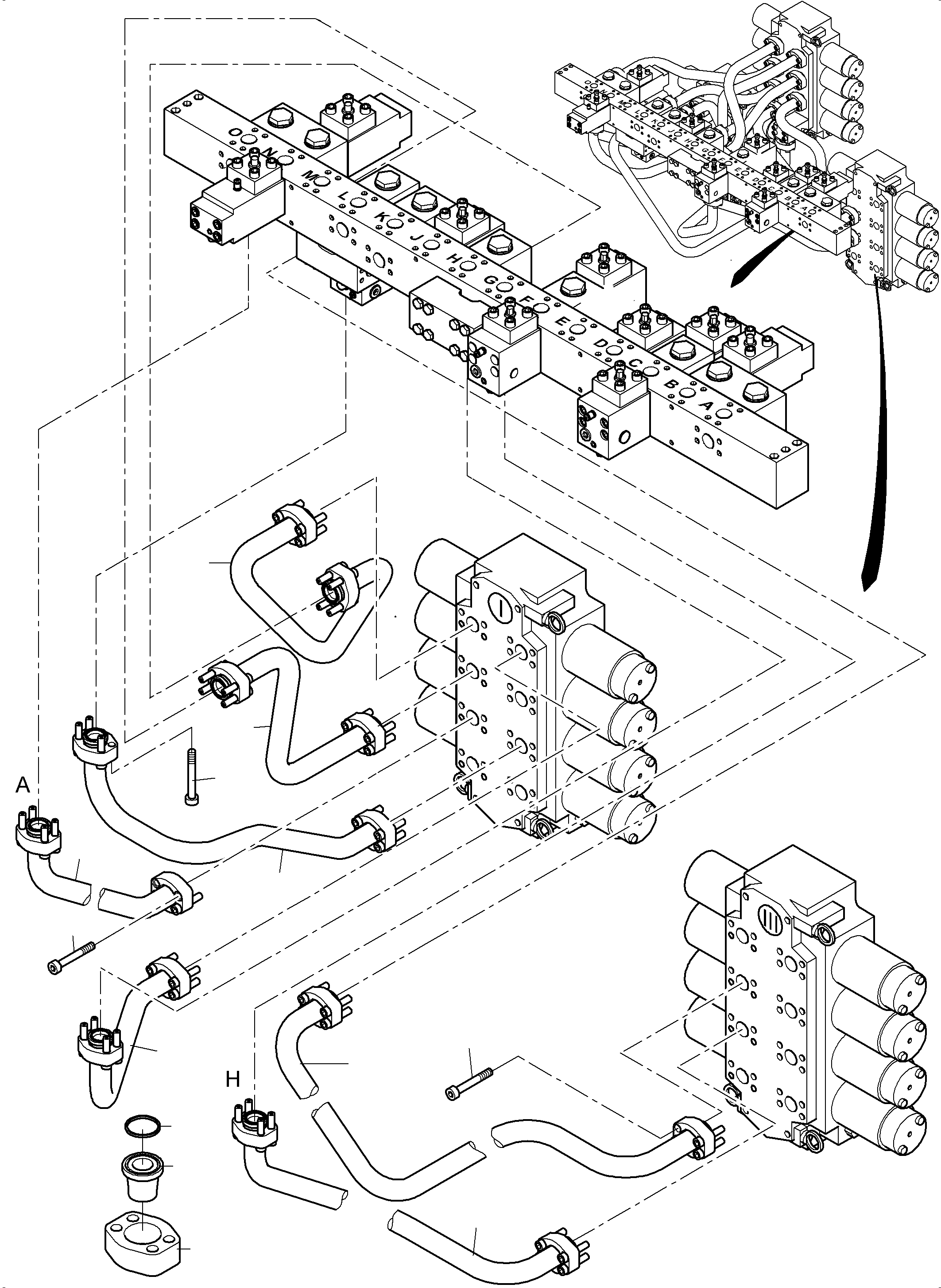 Komatsu parts book diagram for PC 7000-6E 35 003 11.06.2019: PIPES CONTROL BLOCKS MANIFOLD FS
