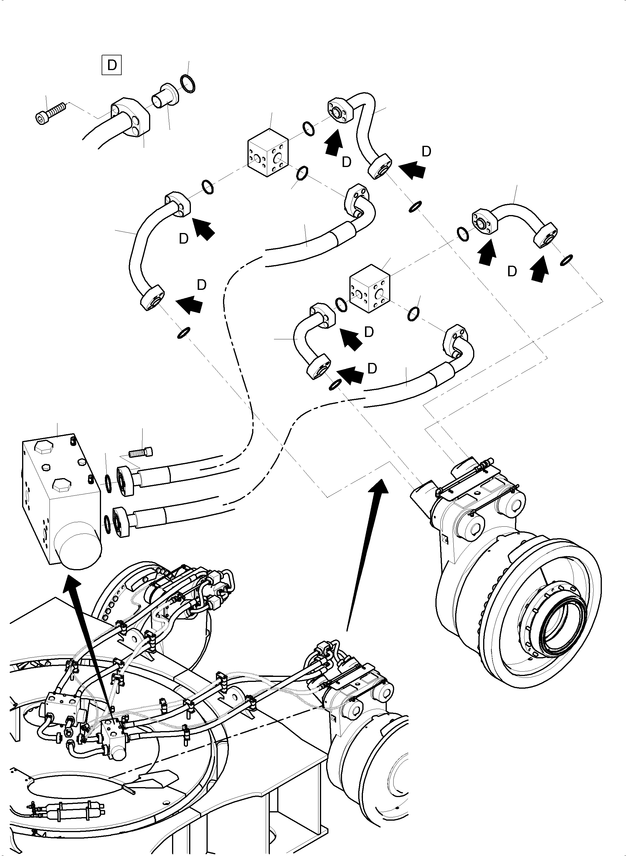 Komatsu parts book diagram for PC 7000-6E 35 003 11.06.2019: PRESSURE LINES, ROTARYJOINT - DRIVE MOTOR