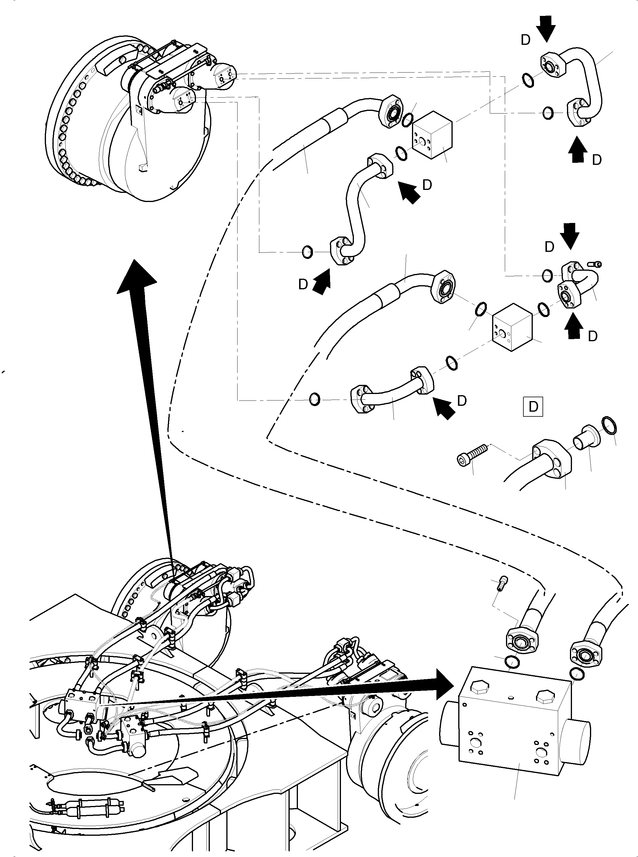 Komatsu parts book diagram for PC 7000-6E 35 003 11.06.2019: PRESSURE LINES, ROTARYJOINT - DRIVE MOTOR