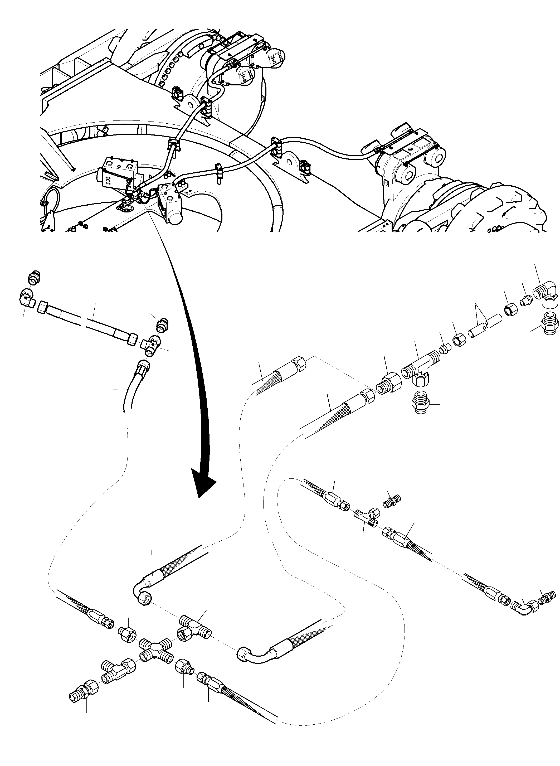 Komatsu parts book diagram for PC 7000-6E 35 003 11.06.2019: DRIVE MOTOR - LEAKAGELINES (L)
