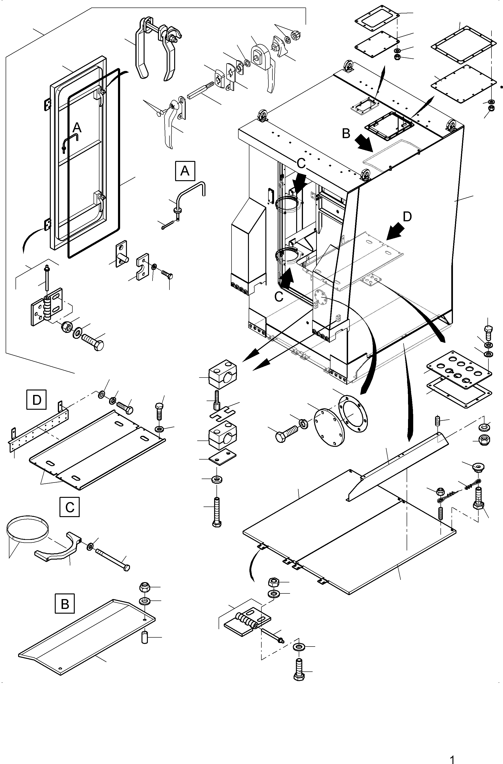Komatsu parts book diagram for PC 7000-6E 35 003 11.06.2019: CAB SUPPORT(NS-SWITCH CABINET)