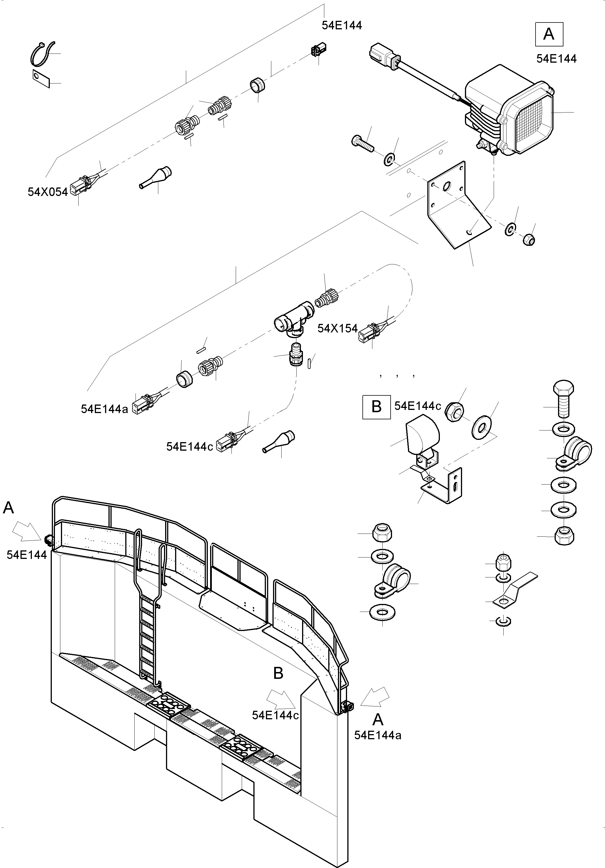 Komatsu parts book diagram for PC 7000-6E 35 003 11.06.2019: LIGHTING EQUIPMENT-COUNTERWEIGHT