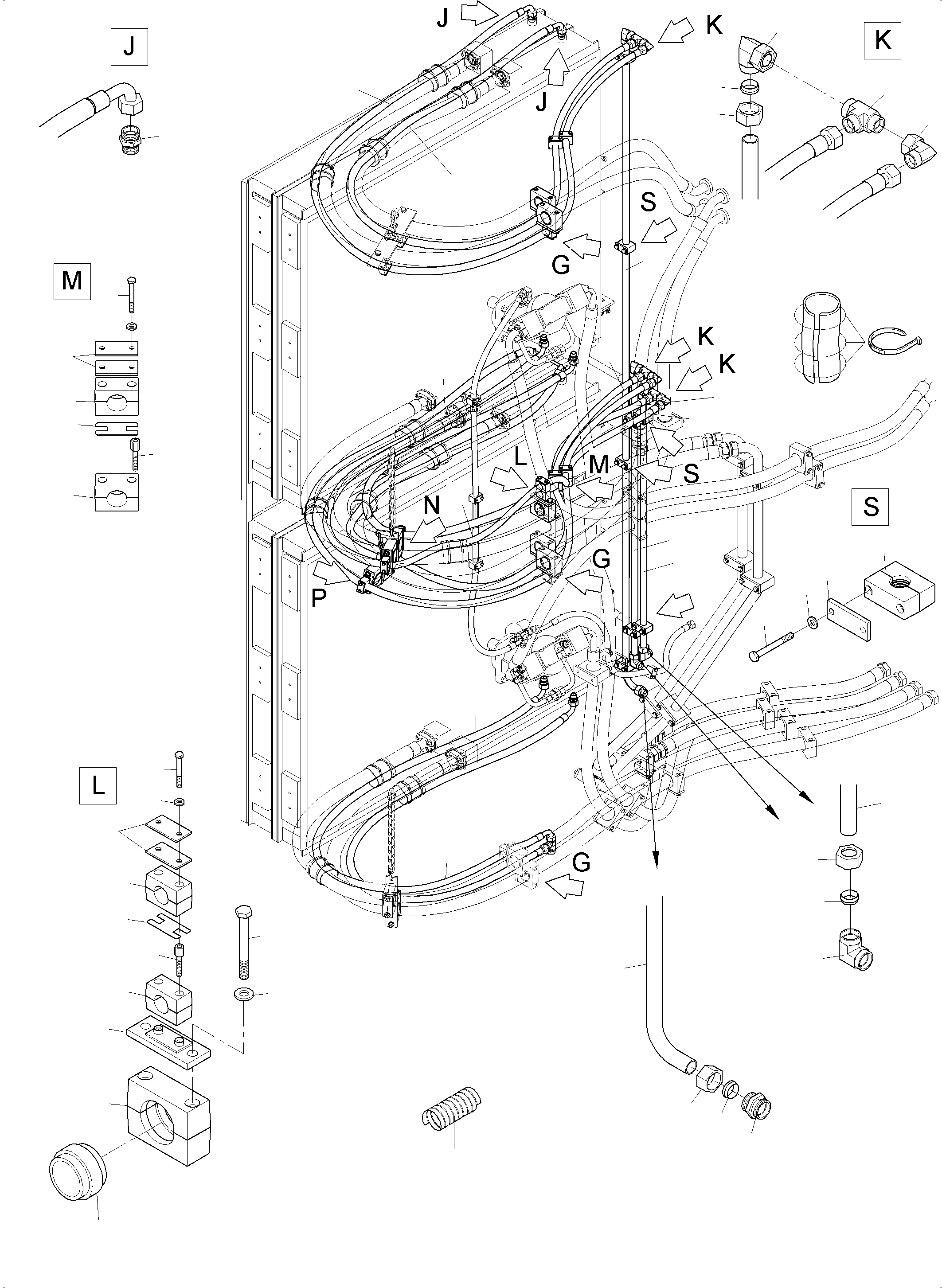 Komatsu parts book diagram for PC 7000-6E 35 003 11.06.2019: OIL COOLER - HOSE ASSY.